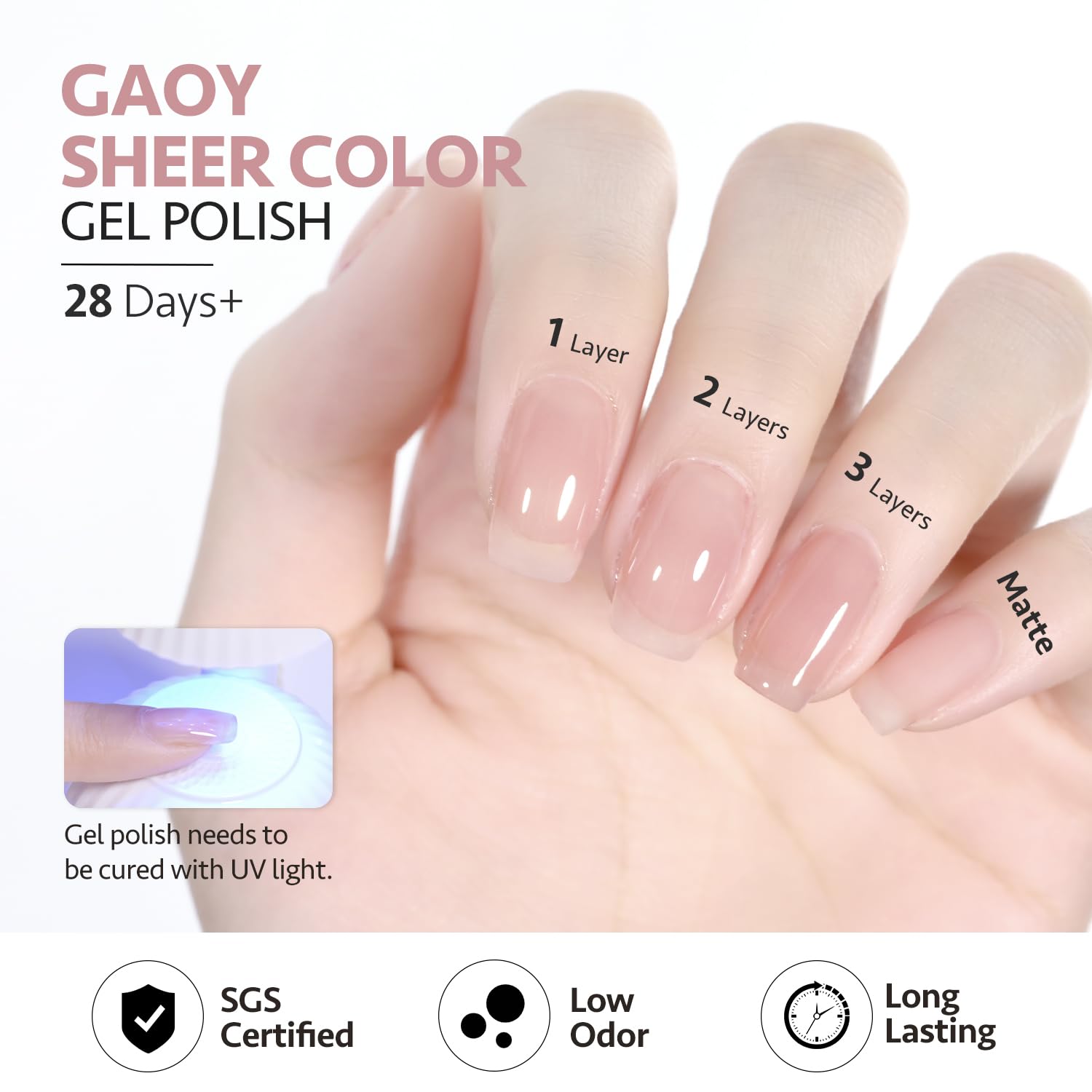 GAOY Jelly Nude Gel Nail Polish, 16ml Sheer Rose Pink Translucent Soak Off Gel Polish, UV Light Cure for Nail Art DIY, 1624 Ocean Song - Image 6