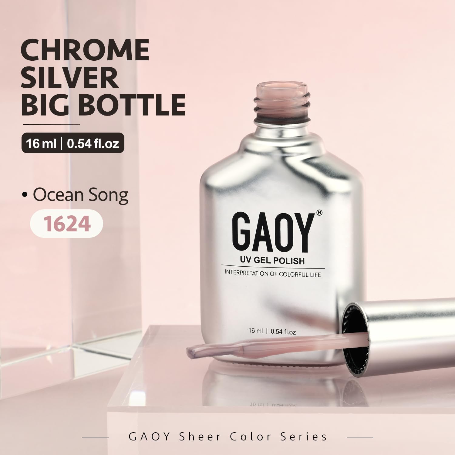 GAOY Jelly Nude Gel Nail Polish, 16ml Sheer Rose Pink Translucent Soak Off Gel Polish, UV Light Cure for Nail Art DIY, 1624 Ocean Song - Image 7