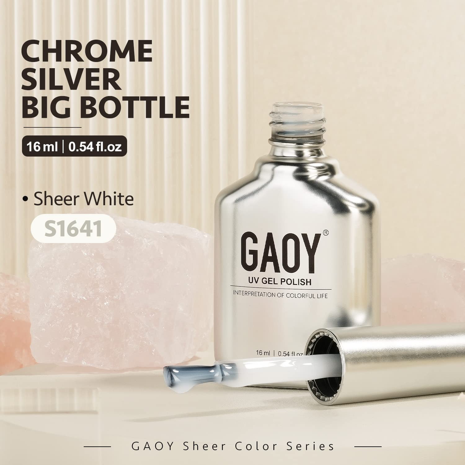 GAOY Jelly Nude Gel Nail Polish, 16ml Sheer White Translucent Soak Off Gel Polish, UV Light Cure for Nail Art DIY, 1641 Sheer White - Image 7