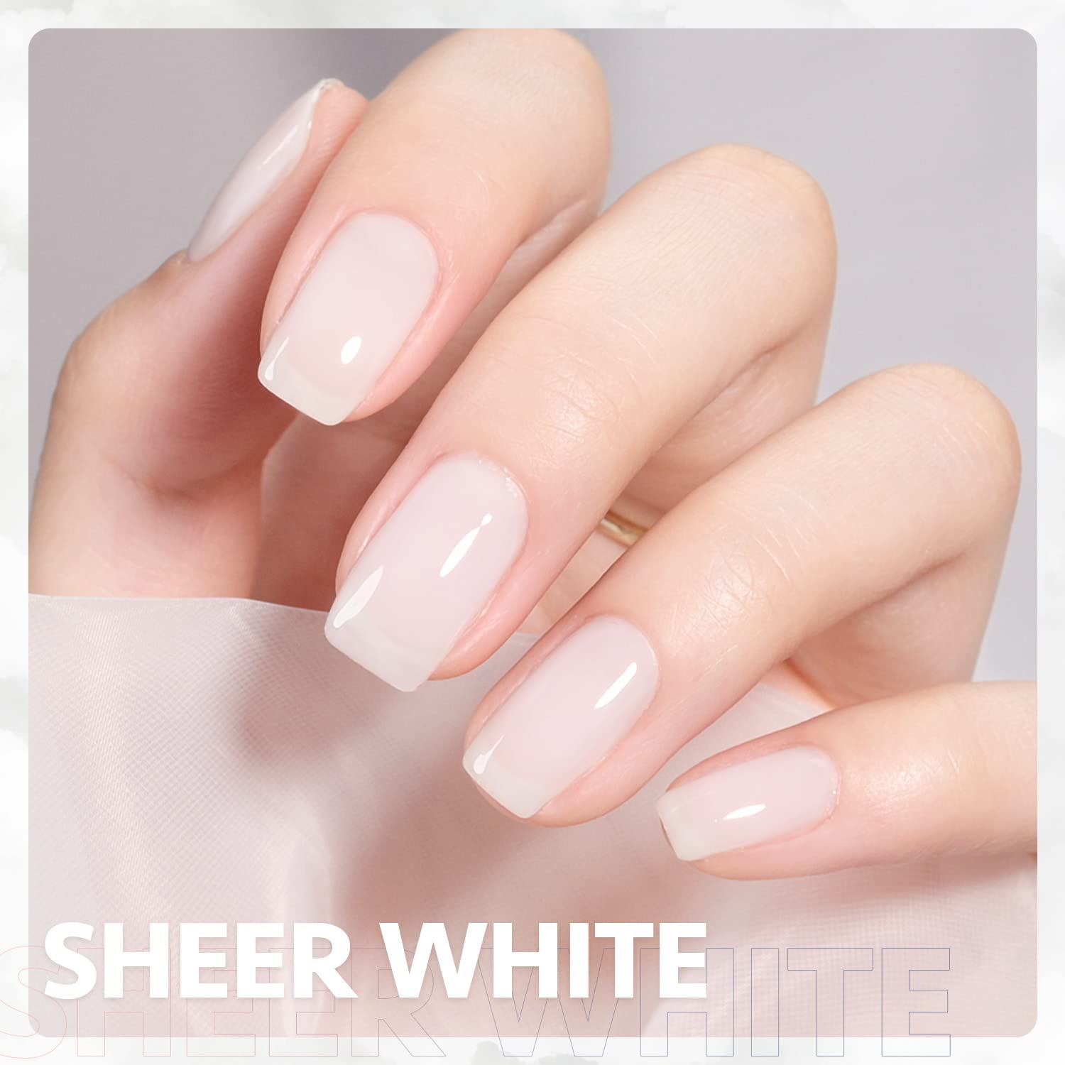 GAOY Jelly Nude Gel Nail Polish, 16ml Sheer White Translucent Soak Off Gel Polish, UV Light Cure for Nail Art DIY, 1641 Sheer White - Image 3