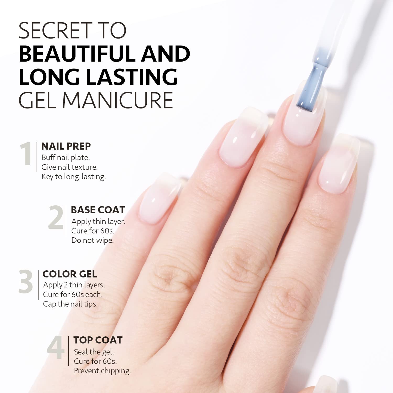 GAOY Jelly Nude Gel Nail Polish, 16ml Sheer White Translucent Soak Off Gel Polish, UV Light Cure for Nail Art DIY, 1641 Sheer White - Image 5