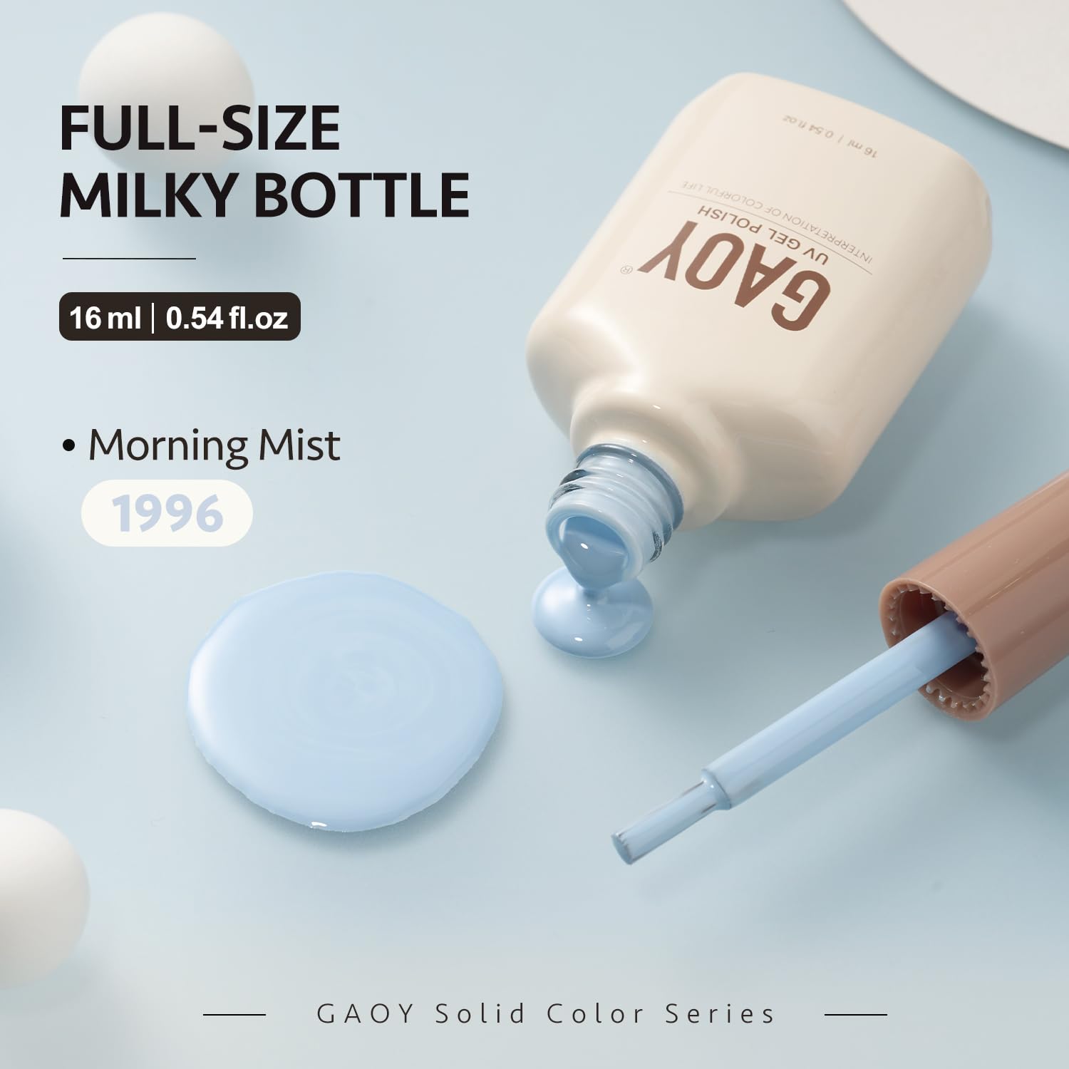 GAOY Pastel Blue Gel Nail Polish, 16ml Soak Off Gel Polish, UV Light Cure for Nail Art DIY Manicure at Home, 1996 Morning Mist - Image 6