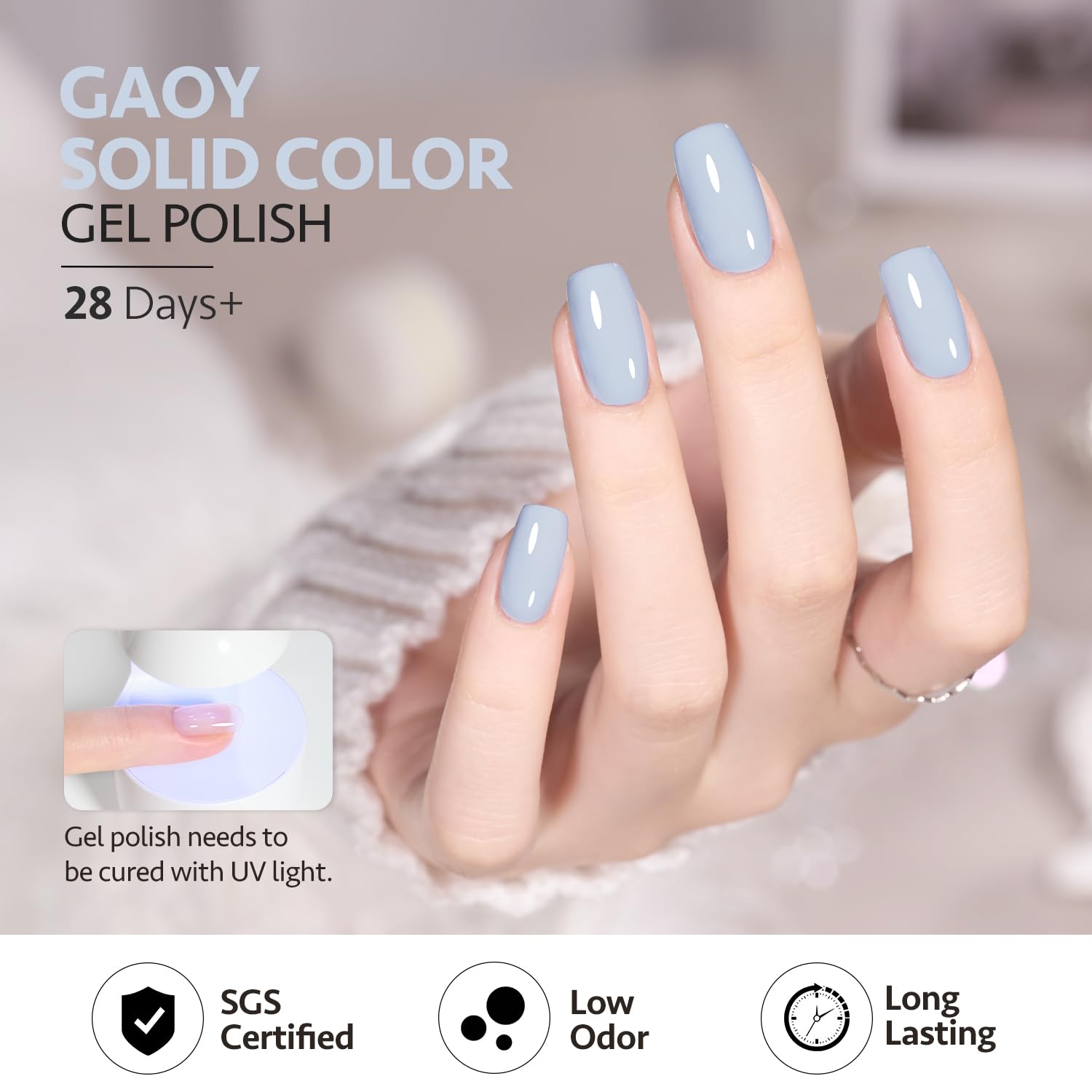 GAOY Pastel Blue Gel Nail Polish, 16ml Soak Off Gel Polish, UV Light Cure for Nail Art DIY Manicure at Home, 1996 Morning Mist - Image 5