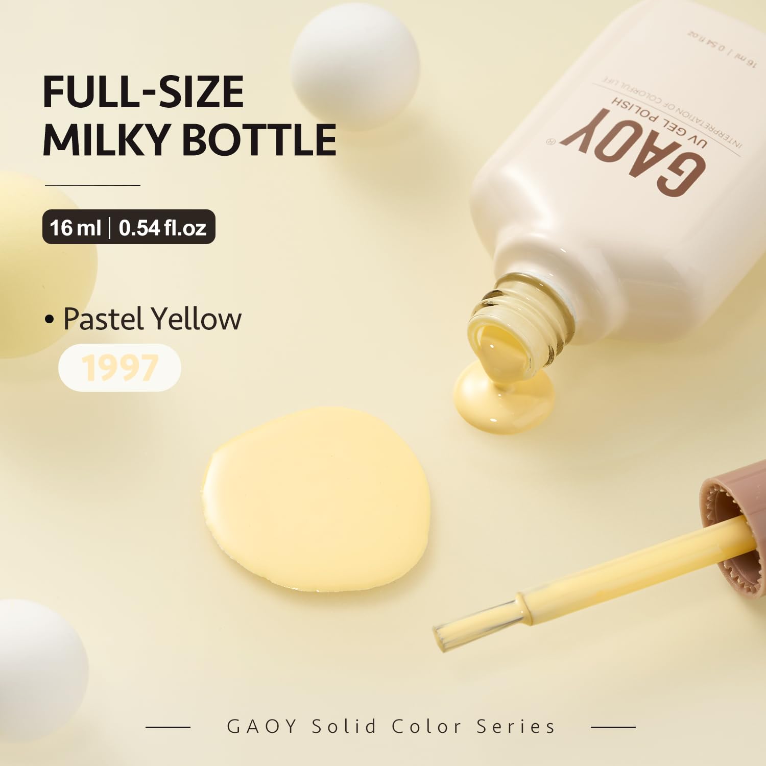 GAOY Pastel Yellow Gel Nail Polish, 16ml Soak Off Gel Polish, UV Light Cure for Nail Art DIY Manicure at Home, 1997 Pastel Yellow - Image 6