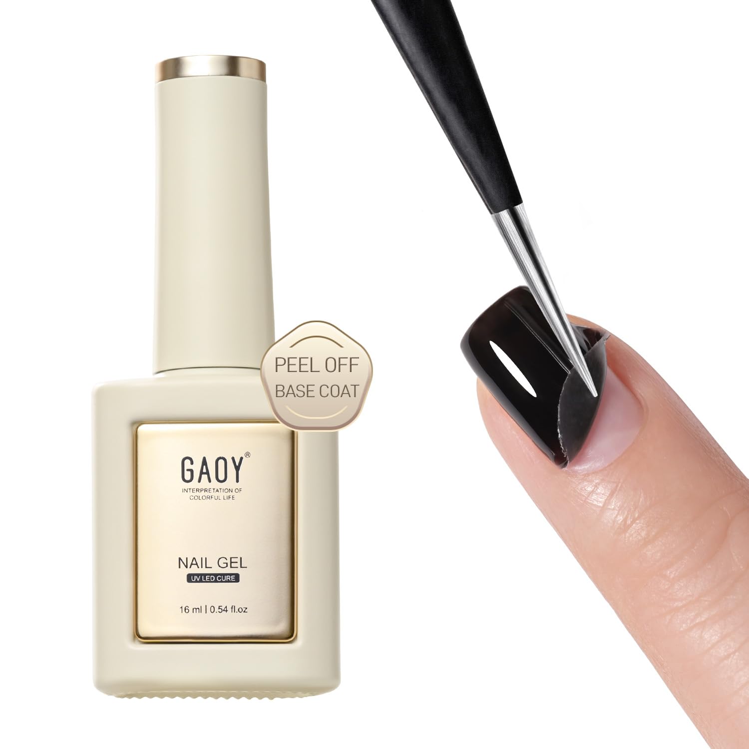 GAOY Peel Off Gel Base Coat, 16ml Peelable Clear Foundation for Gel Nail Polsih, Soak Off UV Gel for Nail Art DIY