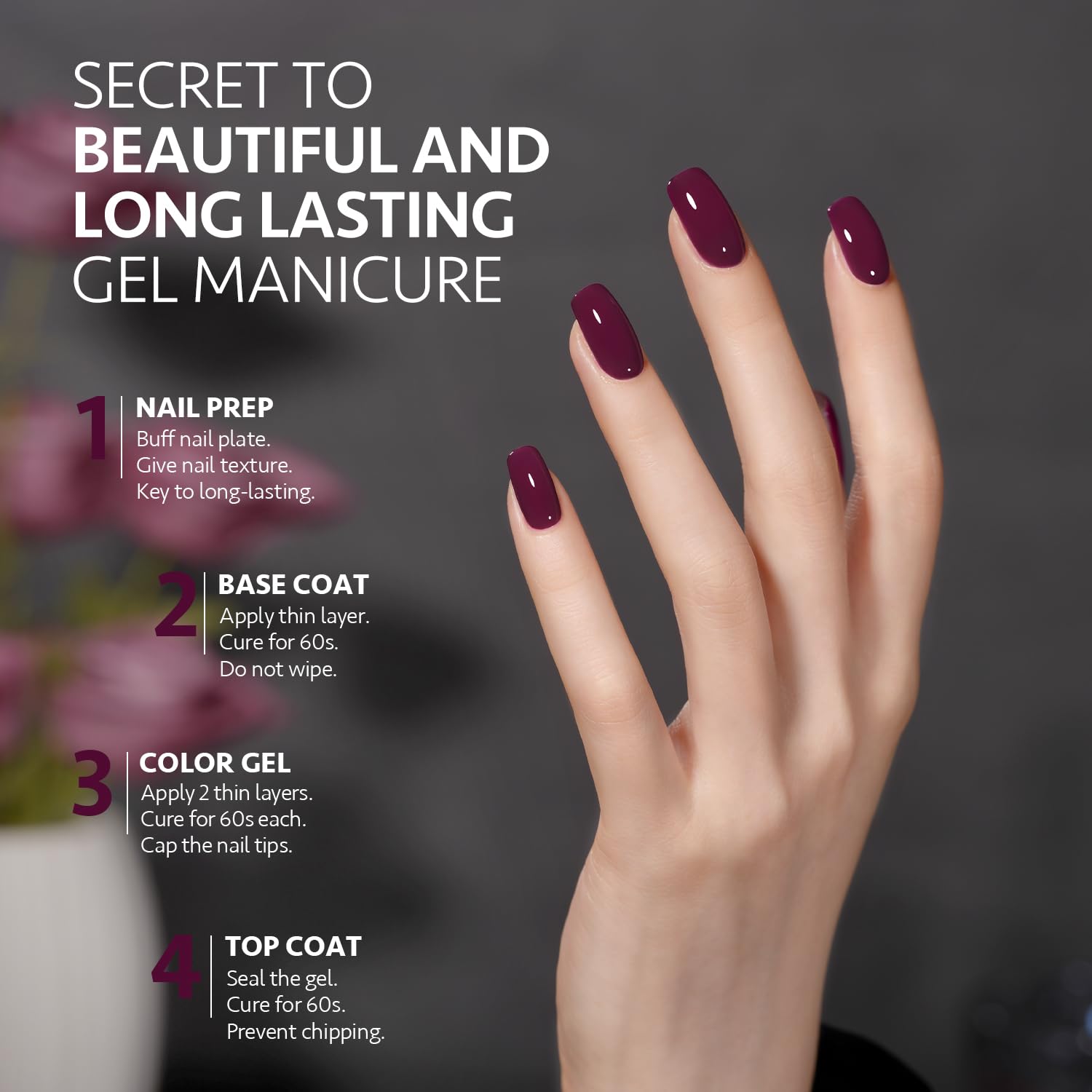 GAOY Purple Gel Nail Polish, 16ml Soak Off Gel Polish, UV Light Cure for Nail Art DIY Manicure at Home, 2018 Purple Berry - Image 3