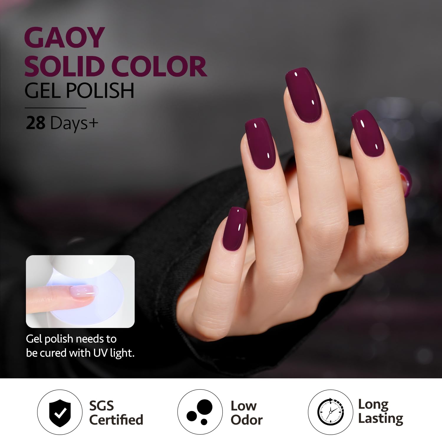 GAOY Purple Gel Nail Polish, 16ml Soak Off Gel Polish, UV Light Cure for Nail Art DIY Manicure at Home, 2018 Purple Berry - Image 4