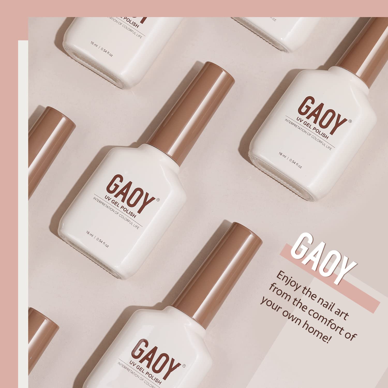 GAOY Sheer Light Pink Gel Nail Polish, 16ml Jelly Milky White Peach Translucent Color 1352 UV Light Cure Gel Polish for Nail Art DIY Manicure and Pedicure at Home - Image 6