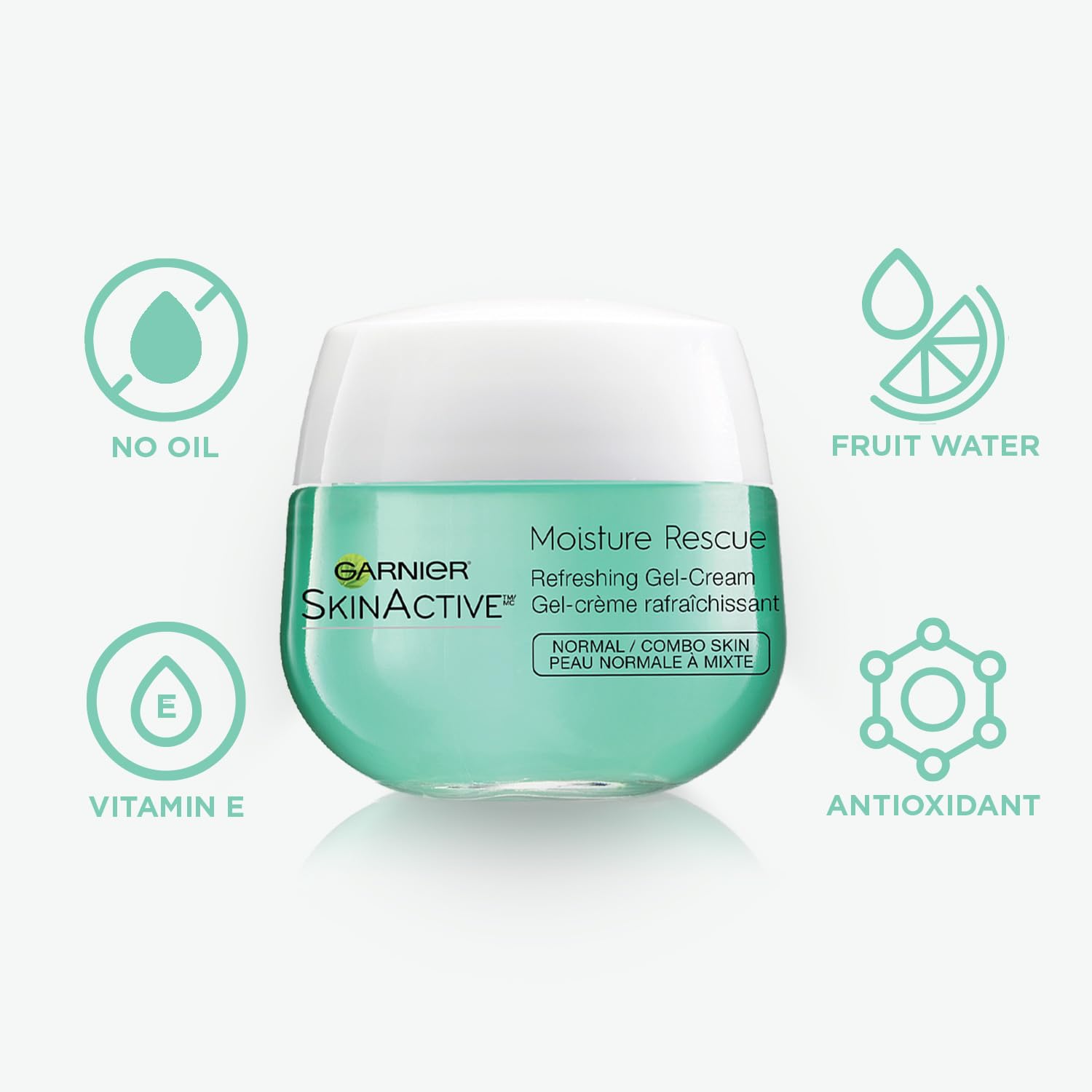 Garnier SkinActive Moisture Rescue Refreshing Gel-Cream for Normal/Combo Skin, Oil-Free, 1.7 Oz (50g), 1 Count (Packaging May Vary) - Image 3