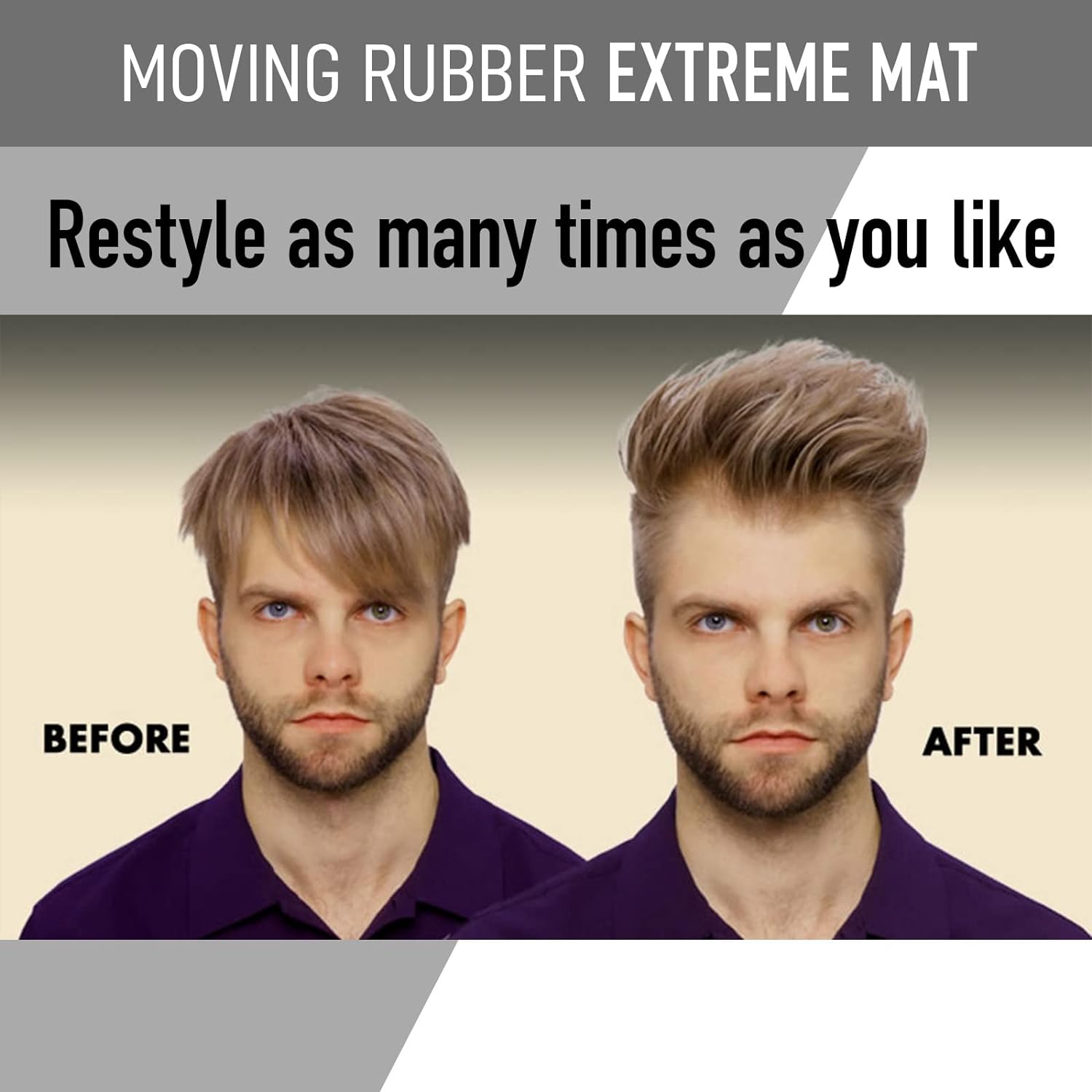GATSBY Moving Rubber Extreme Mat Hair Styling Wax US version - Strong Hold, Matte Finish, 80g/2.8oz by Mandom achieve any desired hairstyle, from spiky to dynamic, bouncy, fluffy, or frizzy - Image 4