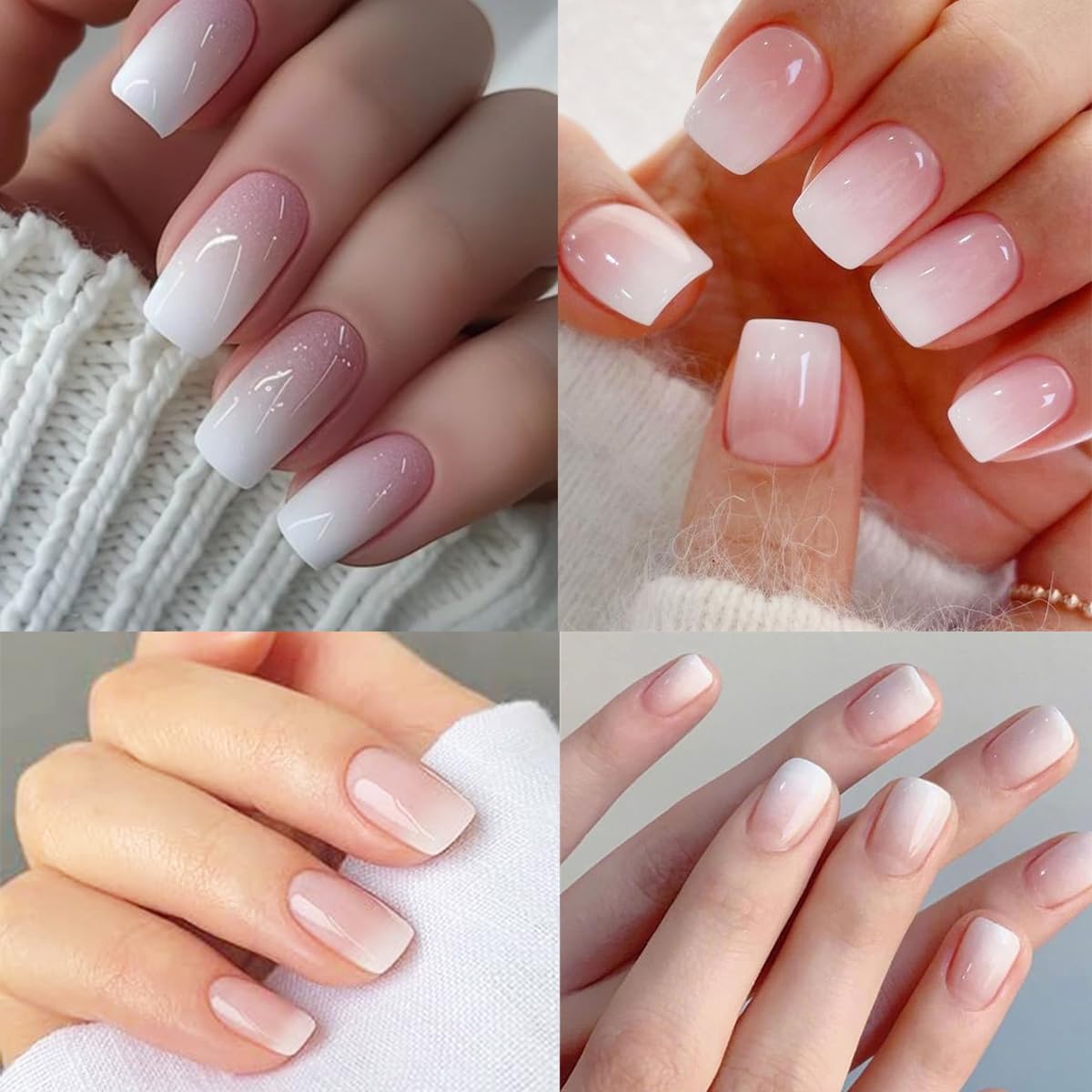 Gel Nail Stickers- 20 Pcs Nude White Gel Nails Strips Self-Adhesive Nail Wraps Full Glossy Stick on Nails Ombre Nail Polish Strips No Uv Light Needed Salon Quality Easy to Use and Remove - Image 6