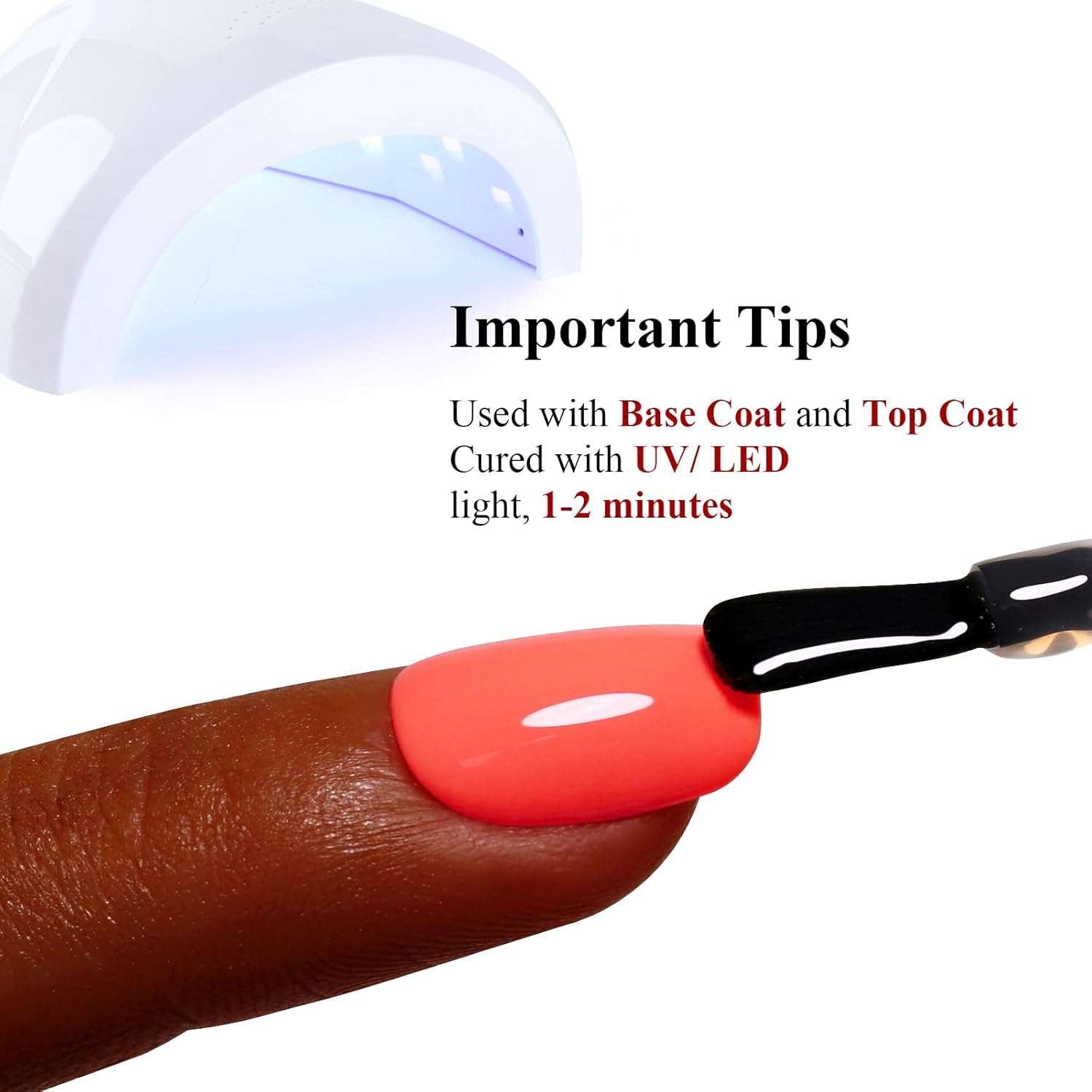 Gel Polish, 0.5 Fl Oz Bright Coral Orange Gel Nail Polish Spring Summer Soak off LED UV Art Starter Manicure Salon DIY - Image 2