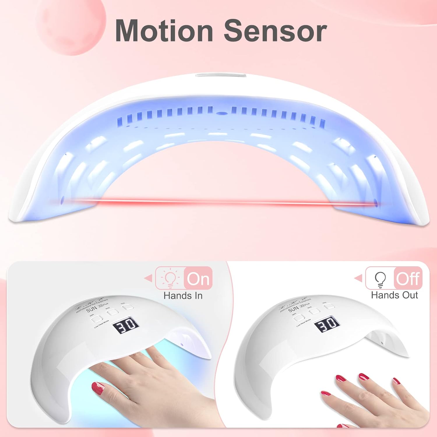 Gel UV LED Nail Polish Lamp, LKE Nail Dryer 40W LED Light with 3 Timers Professional for Nail Art Tools Accessories White - Image 3
