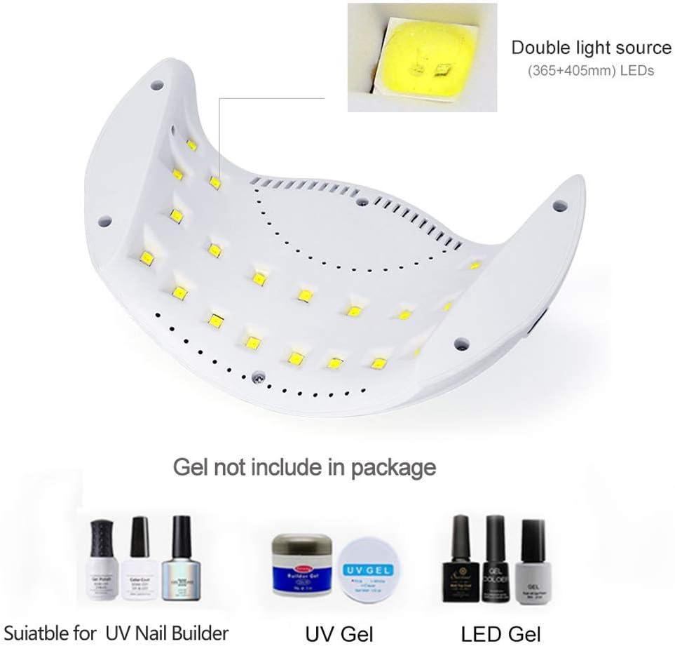 Gel UV LED Nail Polish Lamp, LKE Nail Dryer 40W LED Light with 3 Timers Professional for Nail Art Tools Accessories White - Image 5