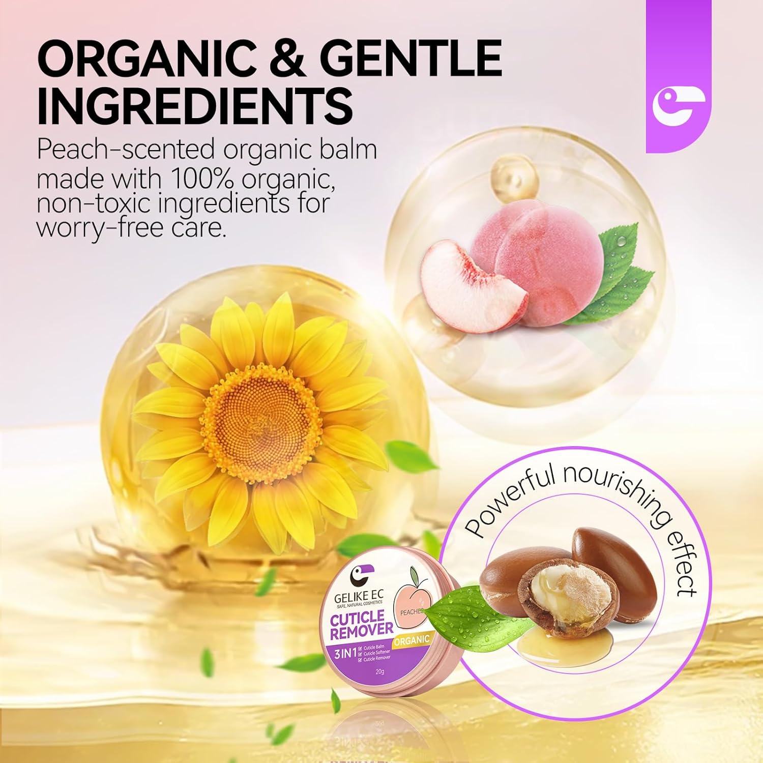 gelike ec Cuticle Cream for Dry Damaged Cuticles Organic Nail Cuticle Remover for Dry, Rough Hands Cracked Rigid Skin - Professional for Salon Home Use - Image 6