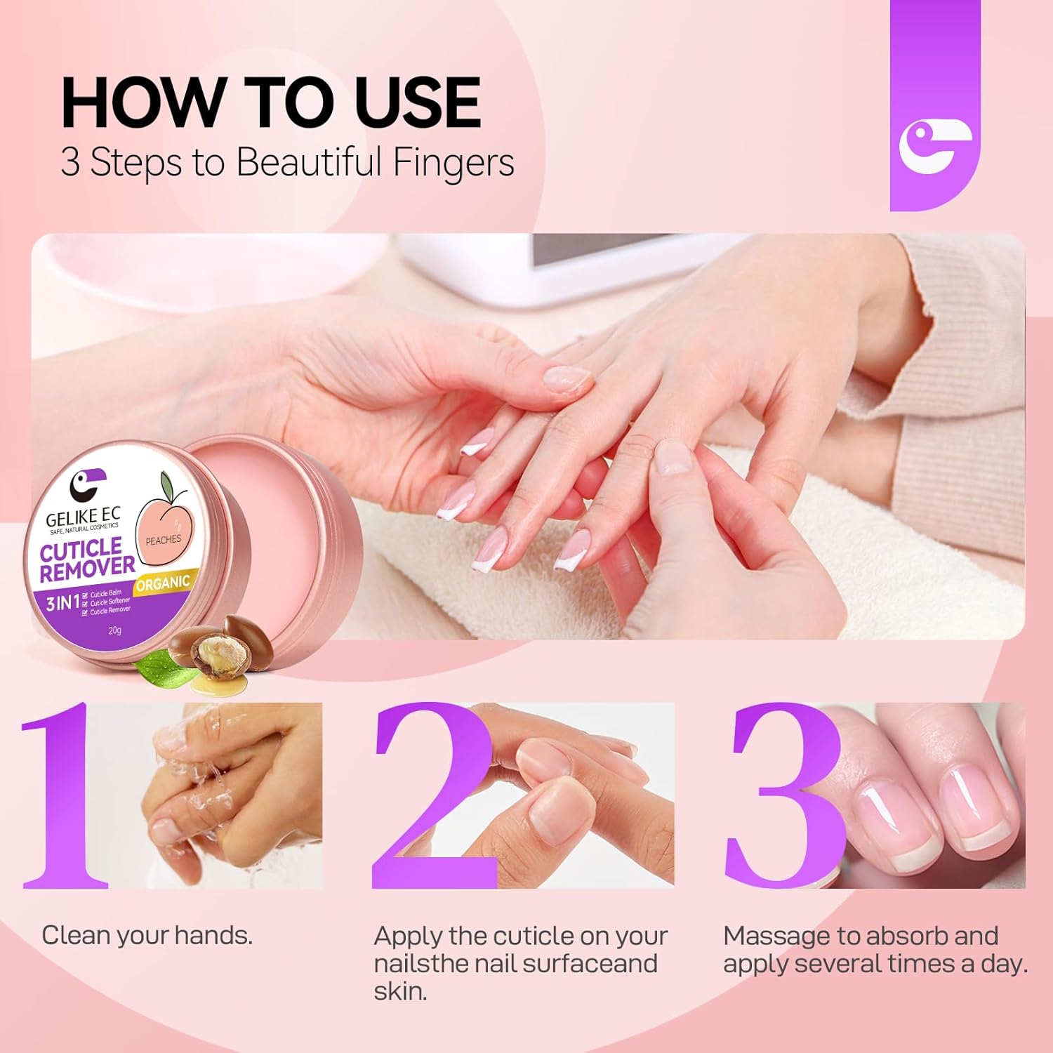 gelike ec Cuticle Cream for Dry Damaged Cuticles Organic Nail Cuticle Remover for Dry, Rough Hands Cracked Rigid Skin - Professional for Salon Home Use - Image 9