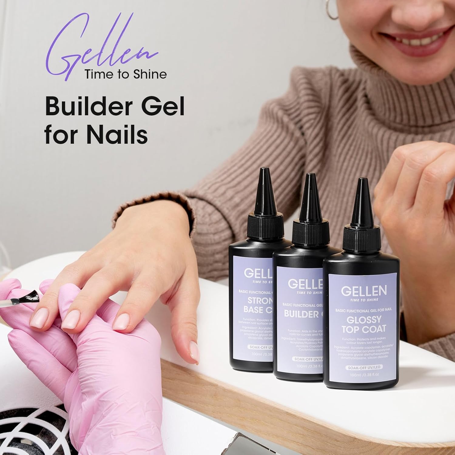 GELLEN 100ml No Wipe Gel Top Coat, High Gloss Long Lasting Clear Color Gel Top Coat U V Light Cured Soak off High Capacity for Salon - Image 7