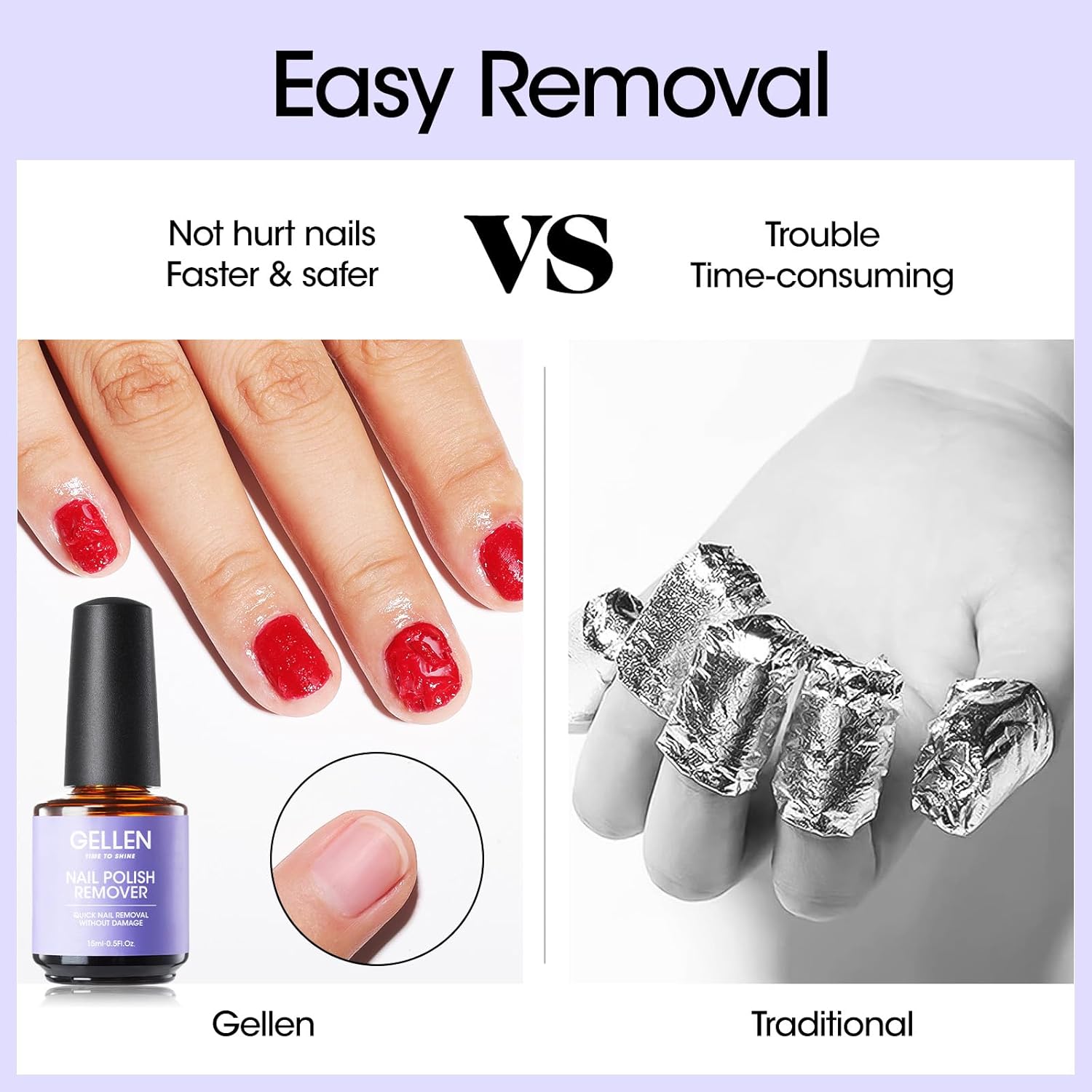 Gellen 2Pcs Quick Gel Nail Polish Remover Kit 15ml - Includes Cuticle Pusher and Oil - Image 6