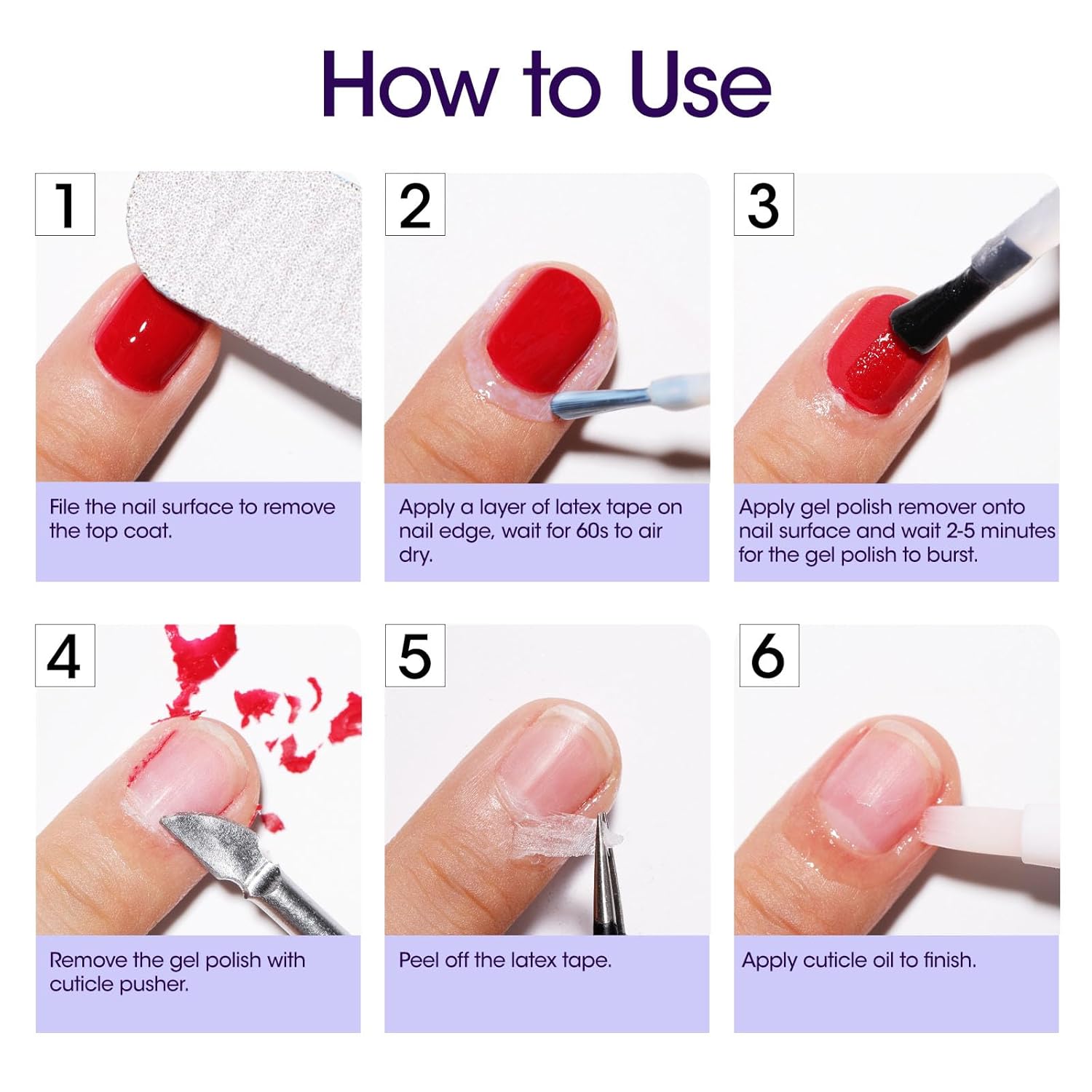 Gellen 2Pcs Quick Gel Nail Polish Remover Kit 15ml - Includes Cuticle Pusher and Oil - Image 3
