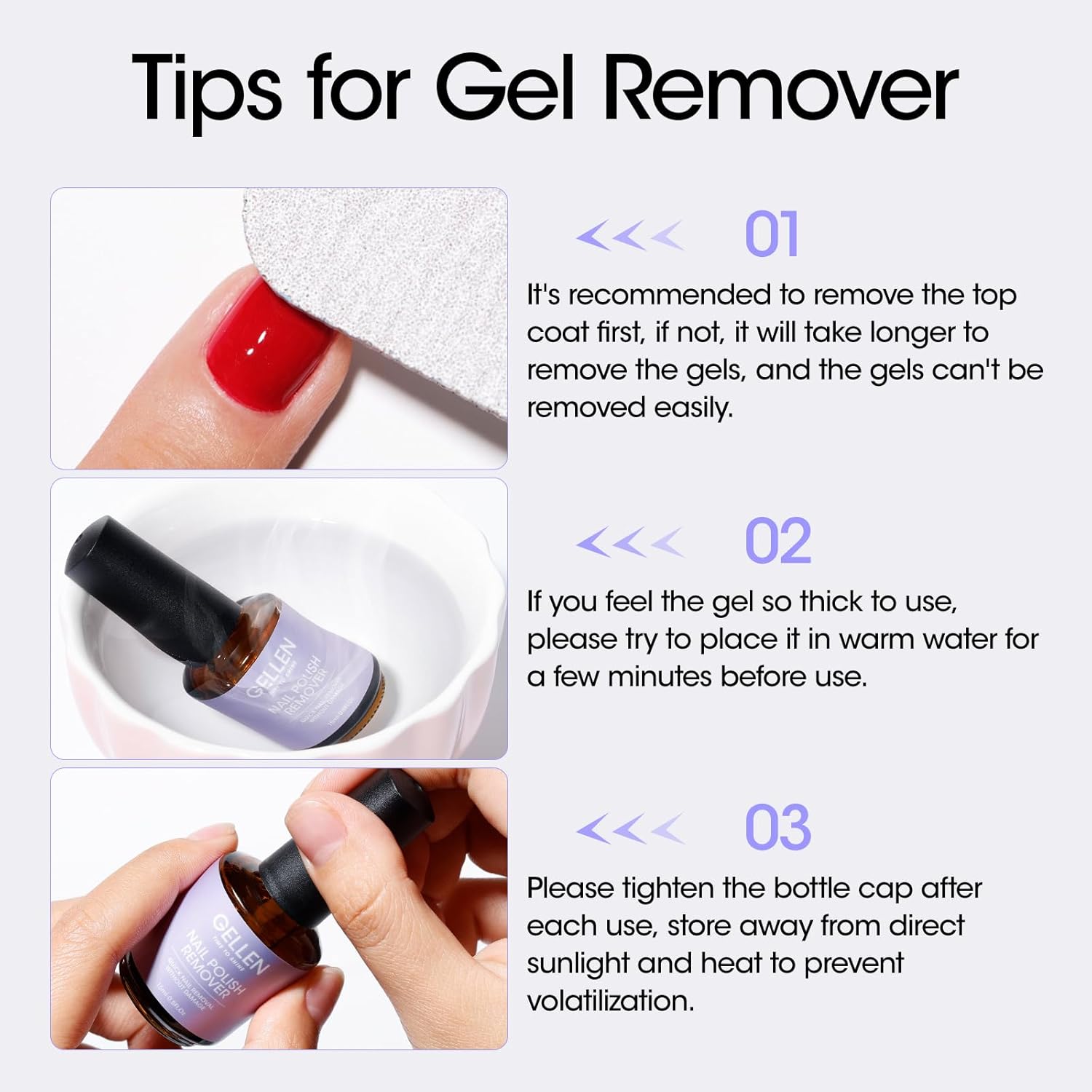 Gellen 2Pcs Quick Gel Nail Polish Remover Kit 15ml - Includes Cuticle Pusher and Oil - Image 2