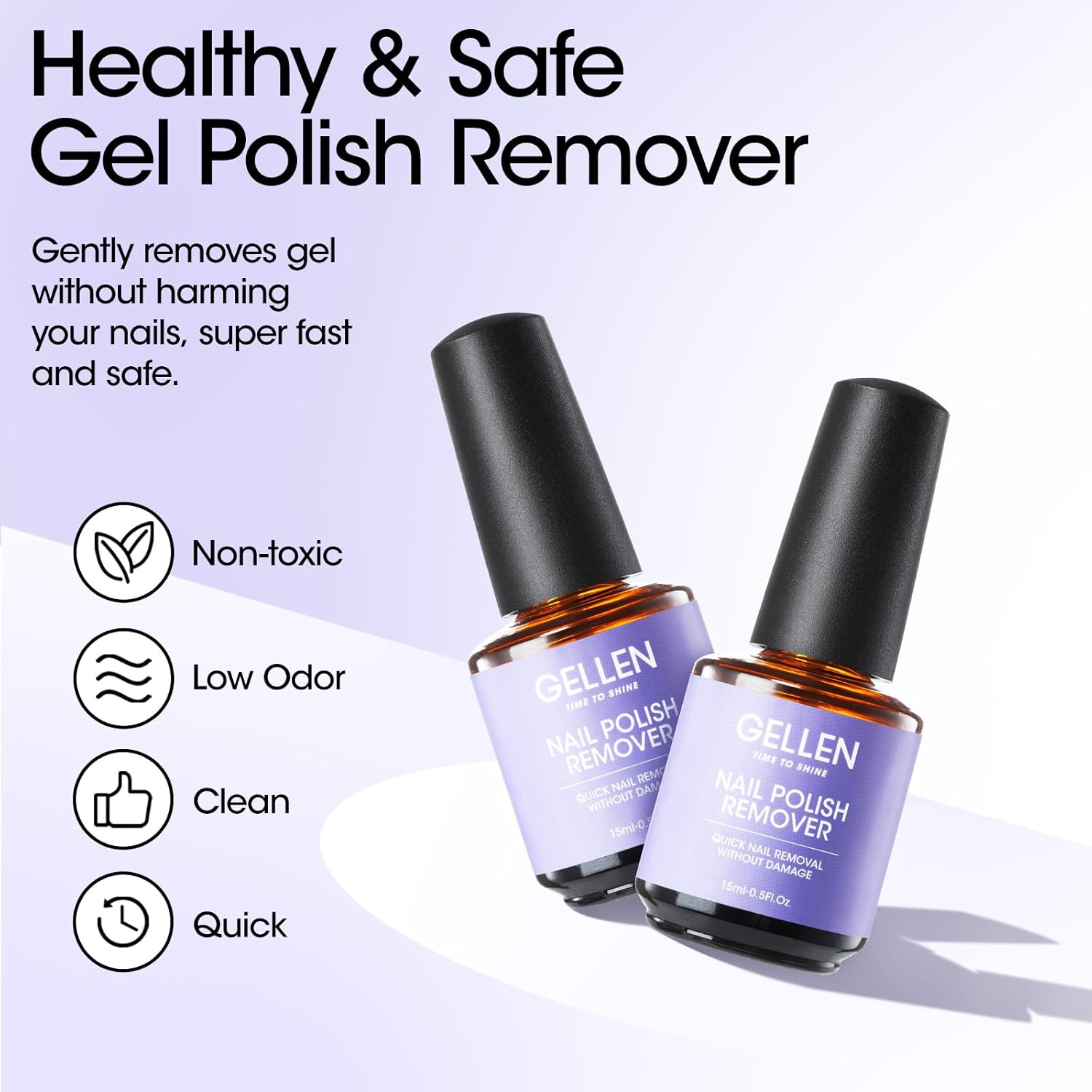 Gellen 2Pcs Quick Gel Nail Polish Remover Kit 15ml - Includes Cuticle Pusher and Oil - Image 7