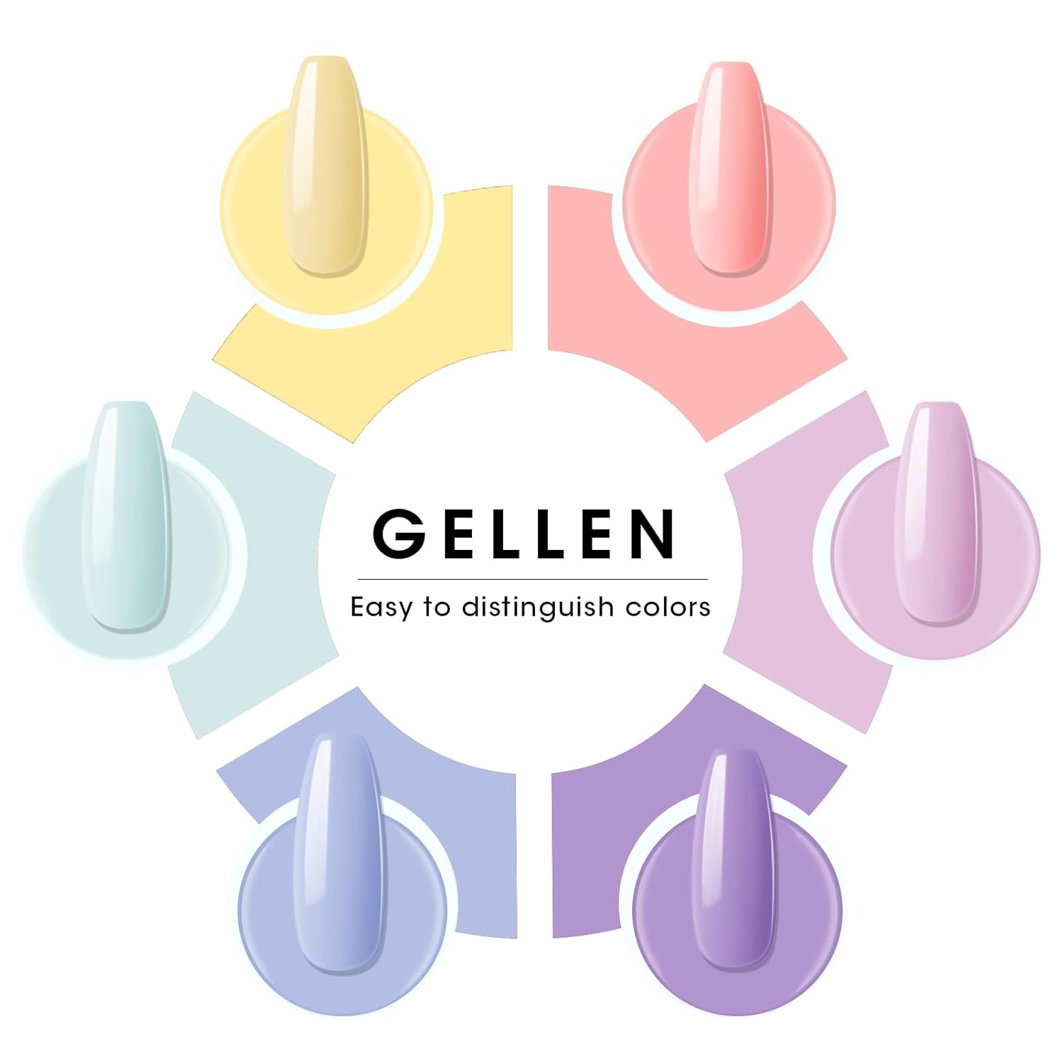 GELLEN 6 Piece Pastel Gel Nail Polish Set for Summer Manicure UV Light Cure - Image 2