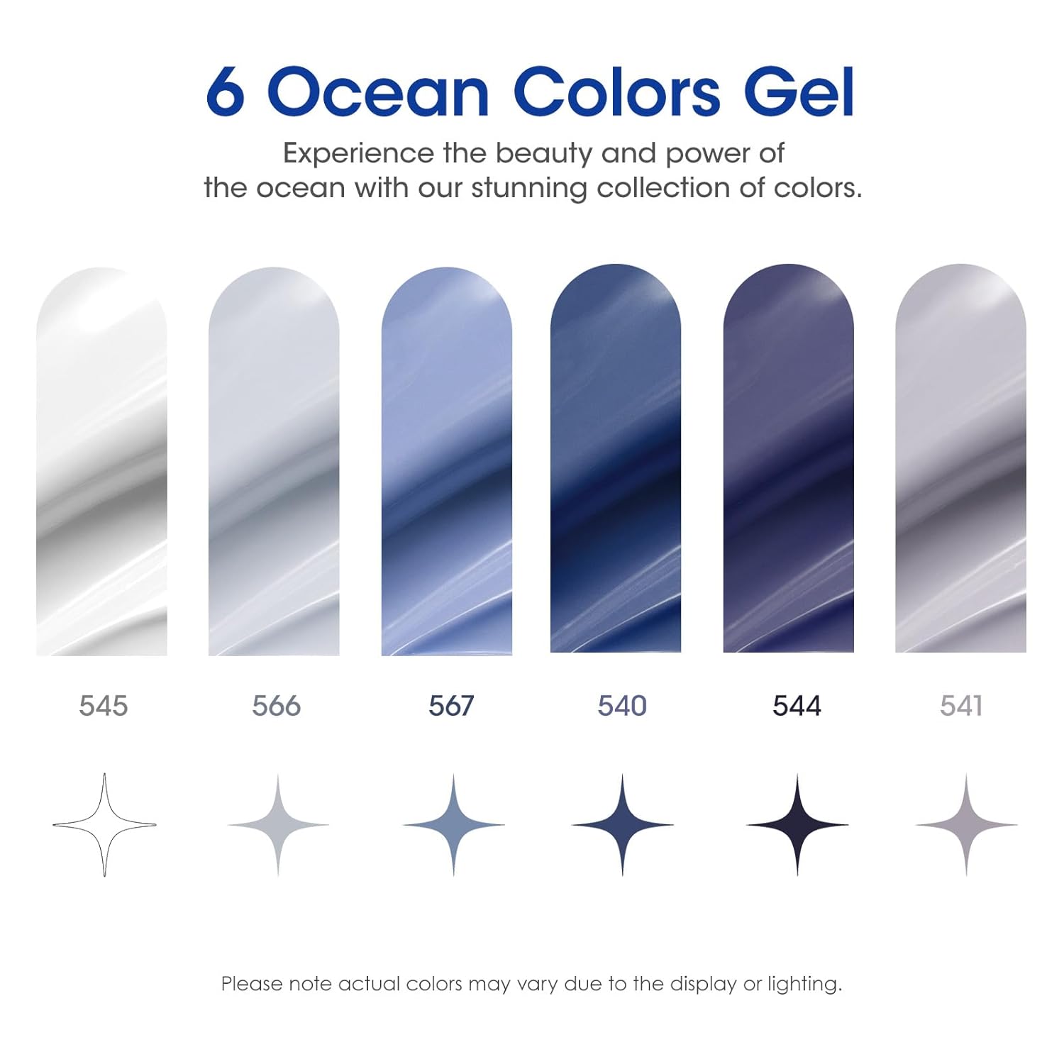 GELLEN Gel Nail Polish Set, 6 Colors Blue Gray White Gel Polish Kit Soak off LED Lamp Light Spring Summer Gel Nail Kit, Nail Art Mothers Day Gifts for Women - Image 3