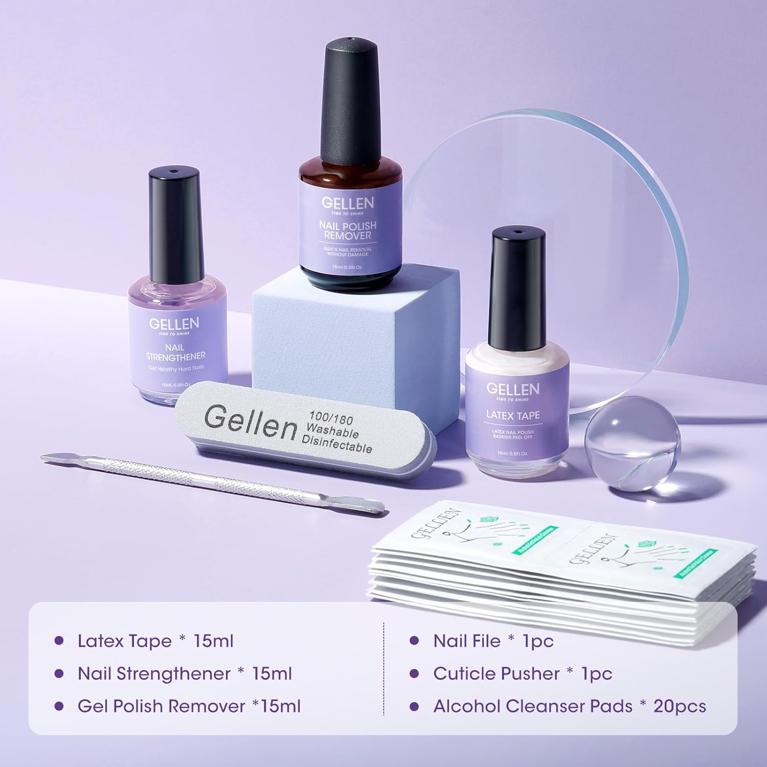 Gellen Gel Polish Remover Kit - Gel Nail Polish Remover 3-5 minutes Quick Removal, with Liquid Latex Tape Easy Peel Off & Nail Strengthener & Manicure Tools, No Need Wrapping or Soaking - Image 8