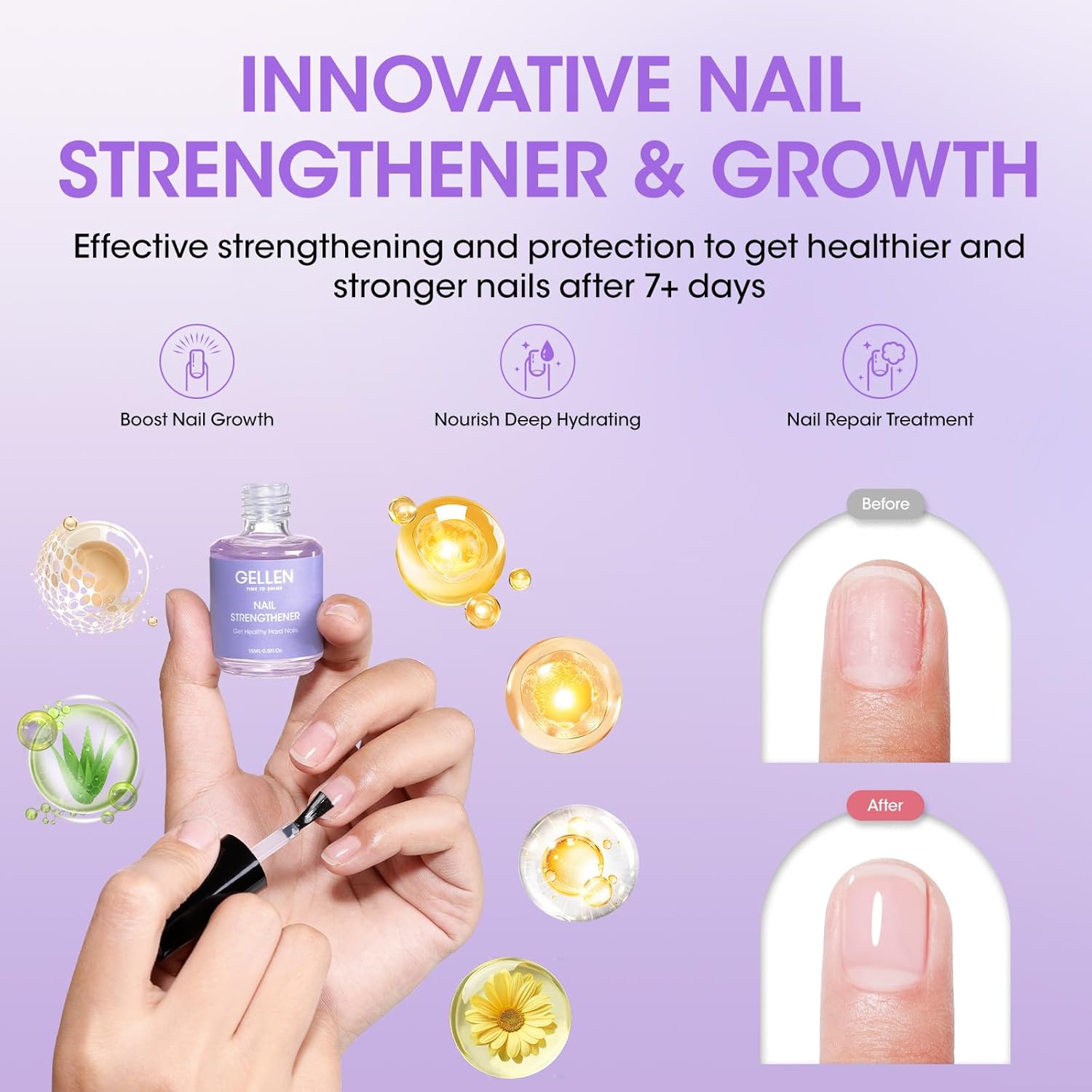 Gellen Gel Polish Remover Kit - Gel Nail Polish Remover 3-5 minutes Quick Removal, with Liquid Latex Tape Easy Peel Off & Nail Strengthener & Manicure Tools, No Need Wrapping or Soaking - Image 5