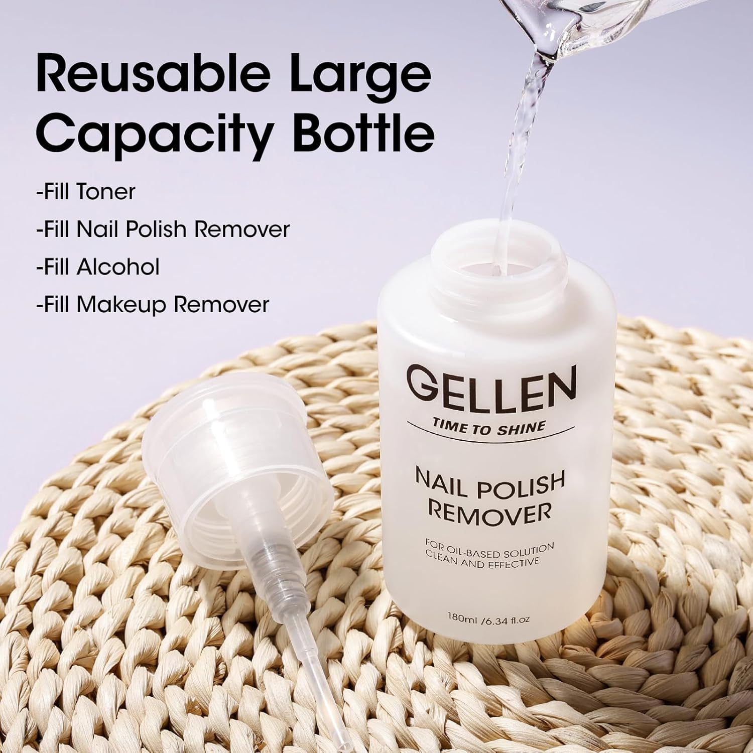 Gellen Nail Polish Remover, Non Acetone Nail Polish Removal for Regular Nail Polishes, Jasmine Scent Healthy Nail Polish Remover with Easy Push-down Pump, 6.34 Fl Oz - Image 8