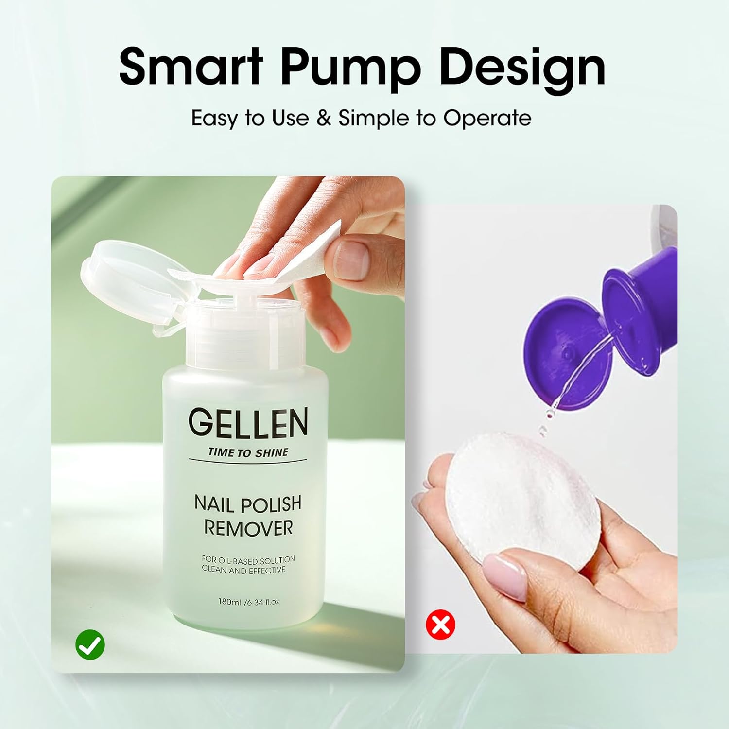 Gellen Nail Polish Remover, Non Acetone Nail Polish Removal for Regular Nail Polishes, Jasmine Scent Healthy Nail Polish Remover with Easy Push-down Pump, 6.34 Fl Oz - Image 3