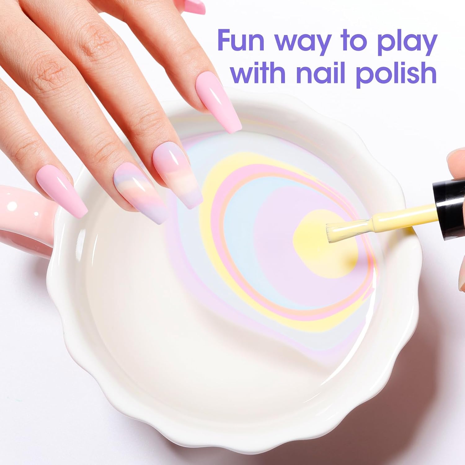 Gellen Pastel Regular Nail Polish Non Gel, Fast Air Drying Spring Summer Nail Polish No UV Light Needed Macaron 6 Colors Nude Pink Purple Blue Green Yellow Set for Women Manicure Home Salon, Hema Free - Image 5