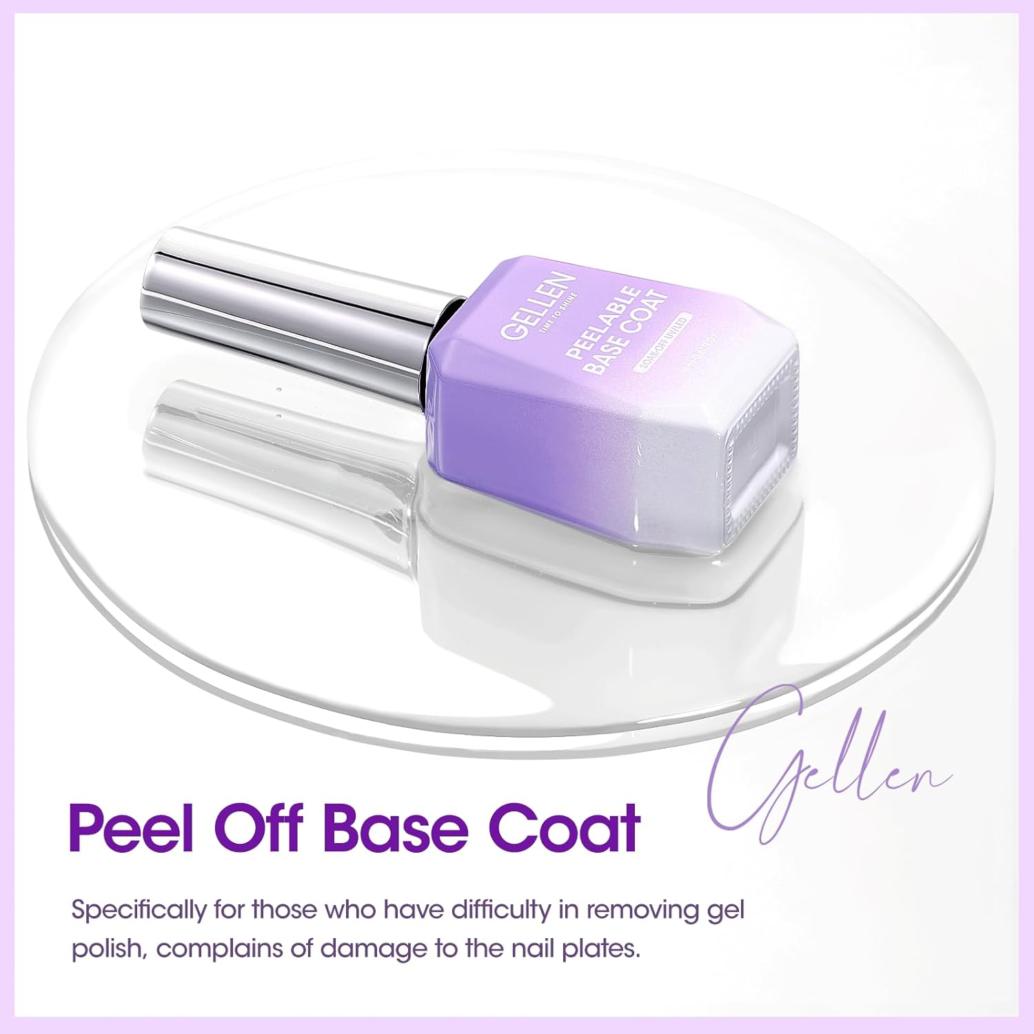 GELLEN Peel Off Base Coat, 18ml Peelable Gel Base Coat for Gel Nail Polish, UV LED Lamp Needed Clear Nail Polish without Soaking for Take off Nail Practice Beginners - Image 8