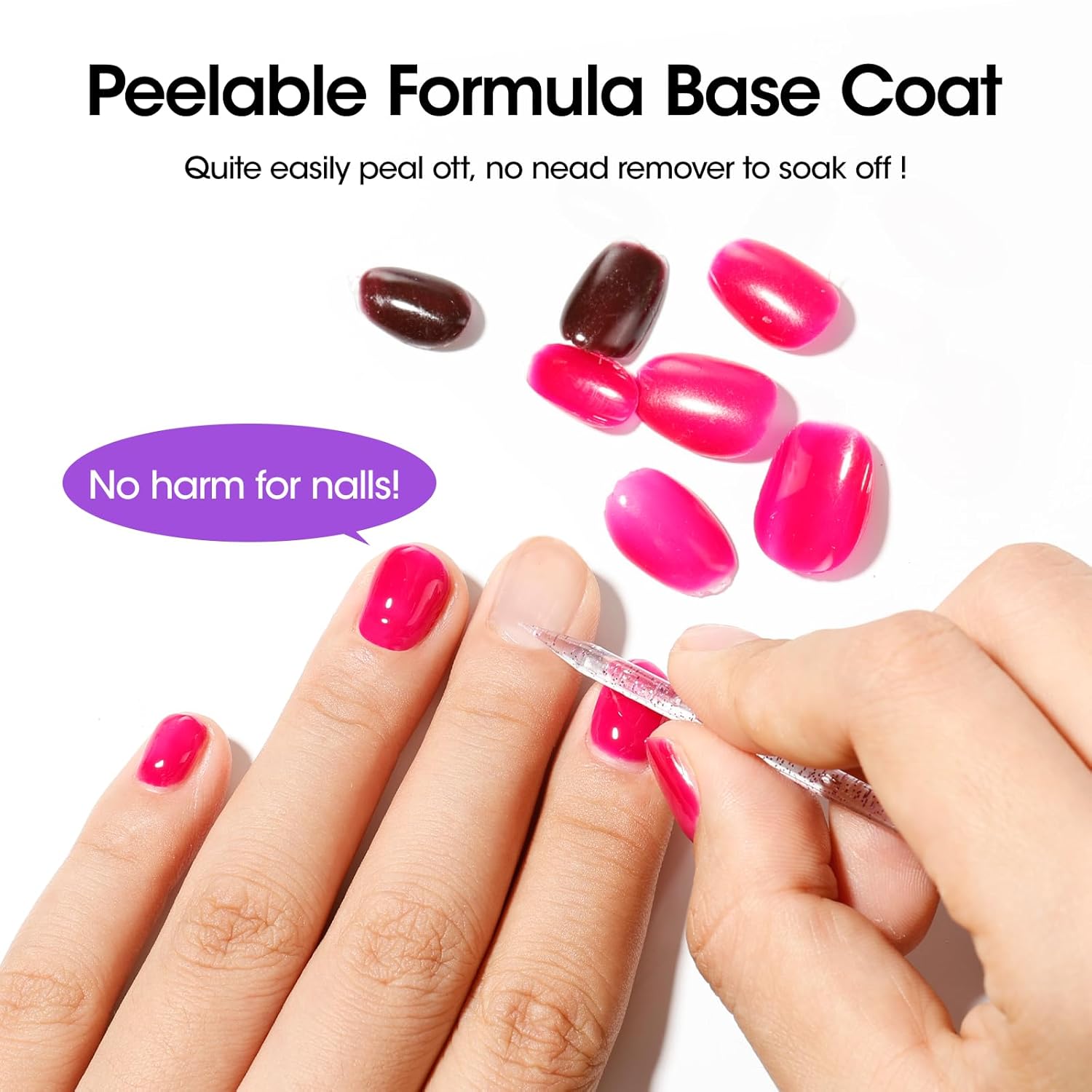 GELLEN Peel Off Gel Base Coat and Top Coat Set, No Filing Peelable Base Gel without Soaking, Clear Top Coat Nail Polish, UV LED Lamp Needed, Home DIY Nail Art Manicure Set - Image 3