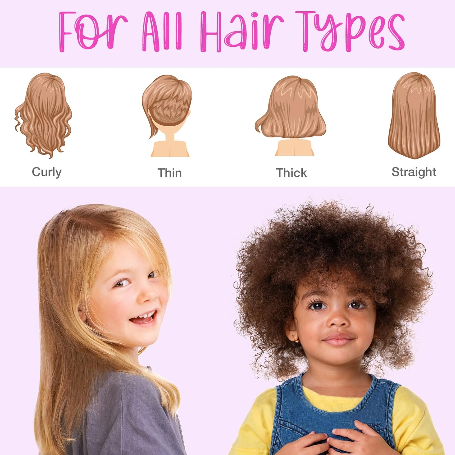 Girls Detangling Brush for Curly, Wet/Dry, Thick Hair - Pain-Free Brushing for Women (Rainbow Unicorn) - Image 3