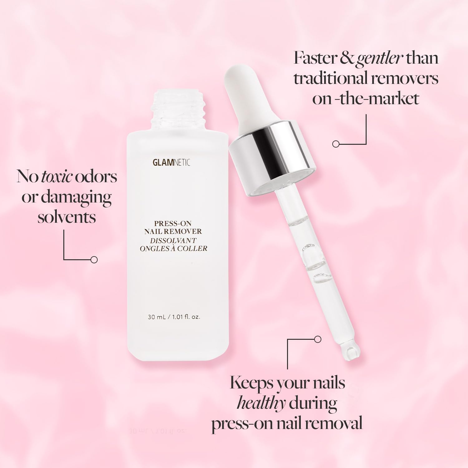 Glamnetic Press On Nail Remover | Odorless, No Acetone, Gentle Press-On Nail Remover Serum for Fake Nails | 30 ml/1.01 fl. oz. - Image 4