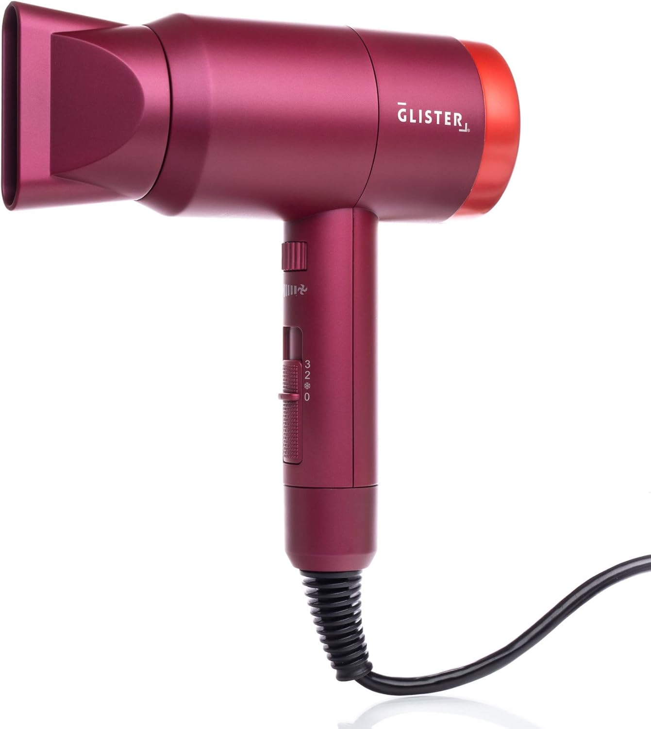 Glister Interstellar, Lightweight Blow Dryer, Fast Drying Negative Ion Hairdryer Blowdryer, 3 Heat Settings & Infinity Speed, with Diffuser and Concentrator Nozzle for Home & Travel - (Red) - Image 2