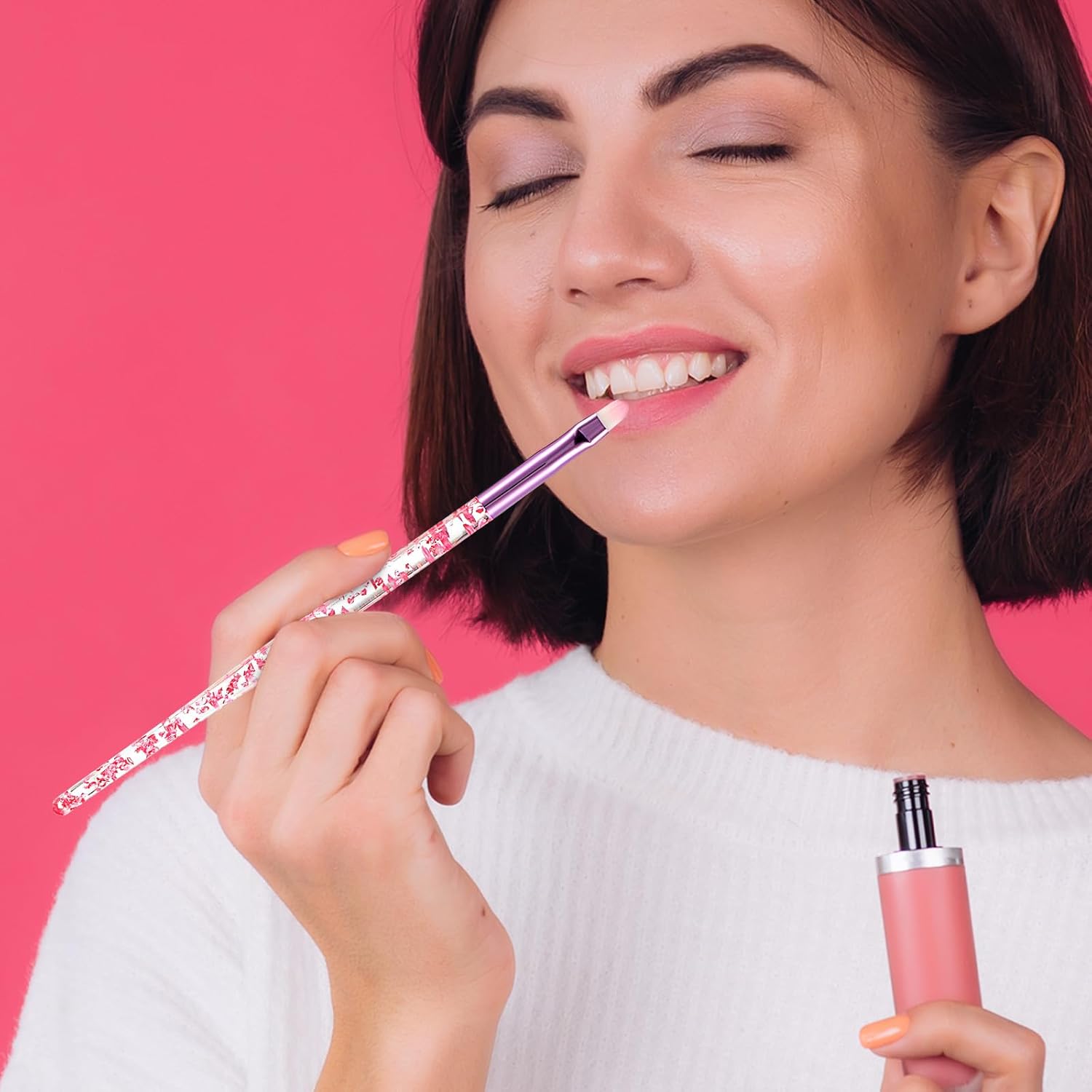 Glitter Crystal Makeup Brush Set, 10Pcs Rose Pink Crystal Sparkle Makeup Brushes Kit, Premium Cosmetic Brush Set for Foundation Powder Liquid Cream Blending Eye Shadow Eyebrow Blush Concealer - Image 3