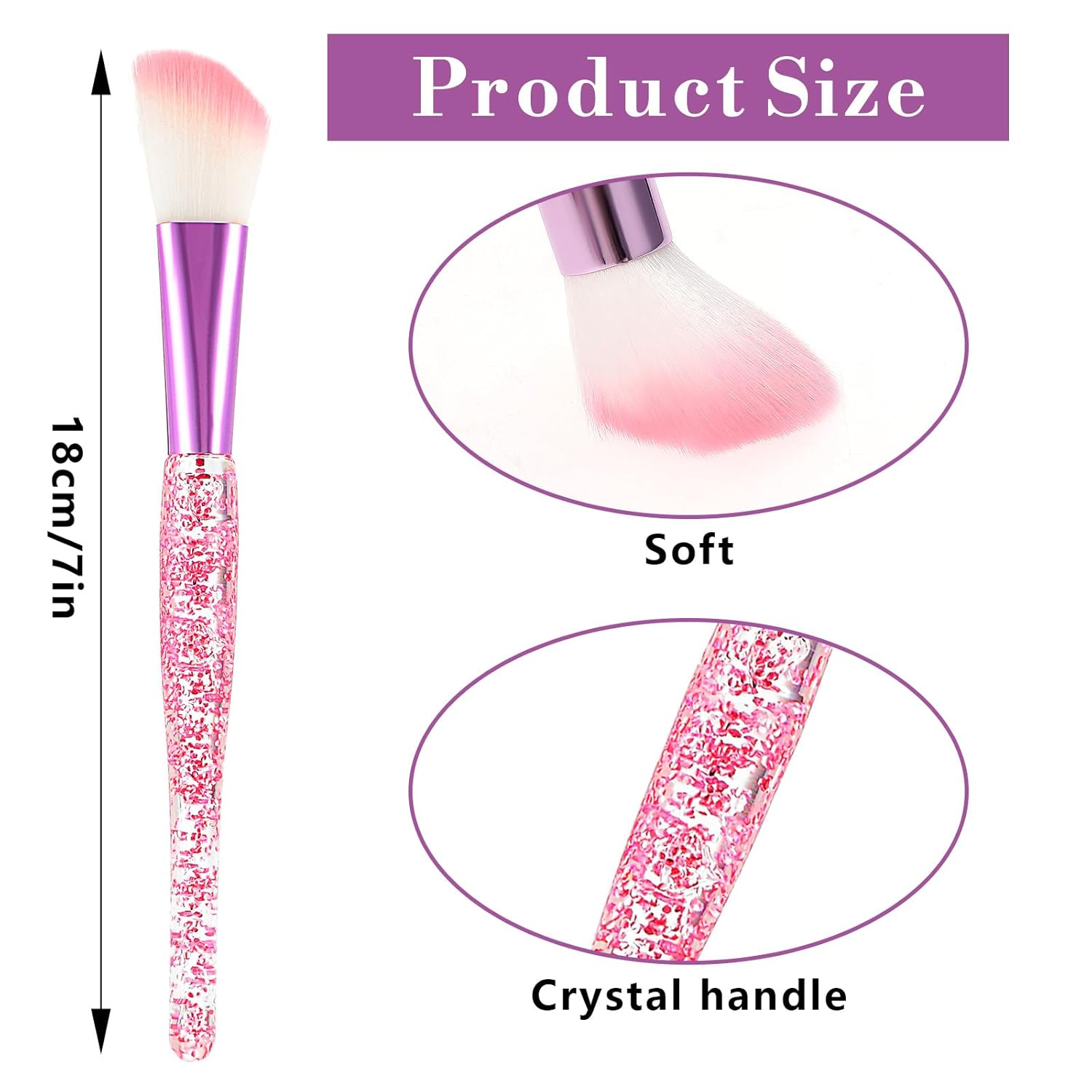 Glitter Crystal Makeup Brush Set, 10Pcs Rose Pink Crystal Sparkle Makeup Brushes Kit, Premium Cosmetic Brush Set for Foundation Powder Liquid Cream Blending Eye Shadow Eyebrow Blush Concealer - Image 2