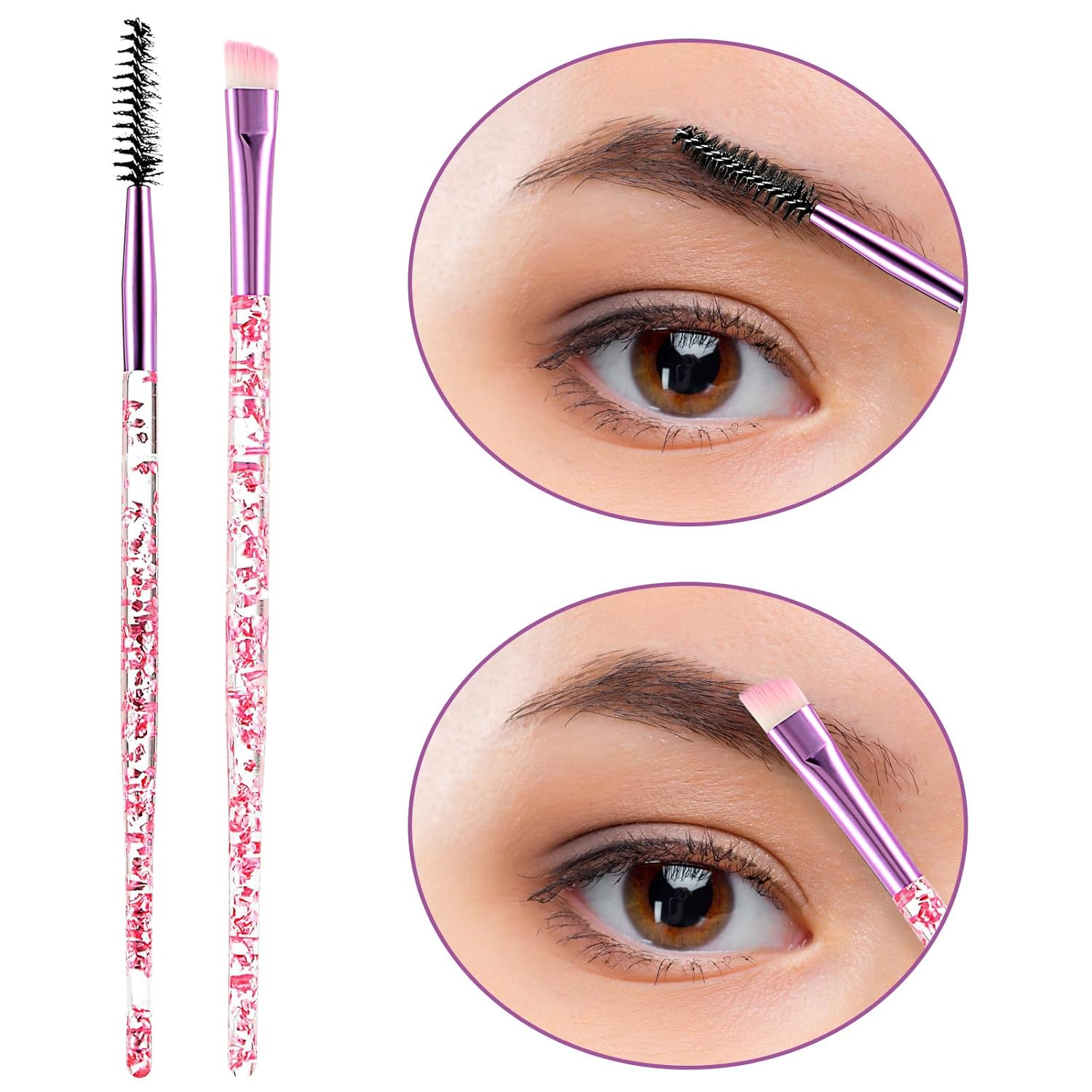 Glitter Crystal Makeup Brush Set, 10Pcs Rose Pink Crystal Sparkle Makeup Brushes Kit, Premium Cosmetic Brush Set for Foundation Powder Liquid Cream Blending Eye Shadow Eyebrow Blush Concealer - Image 7