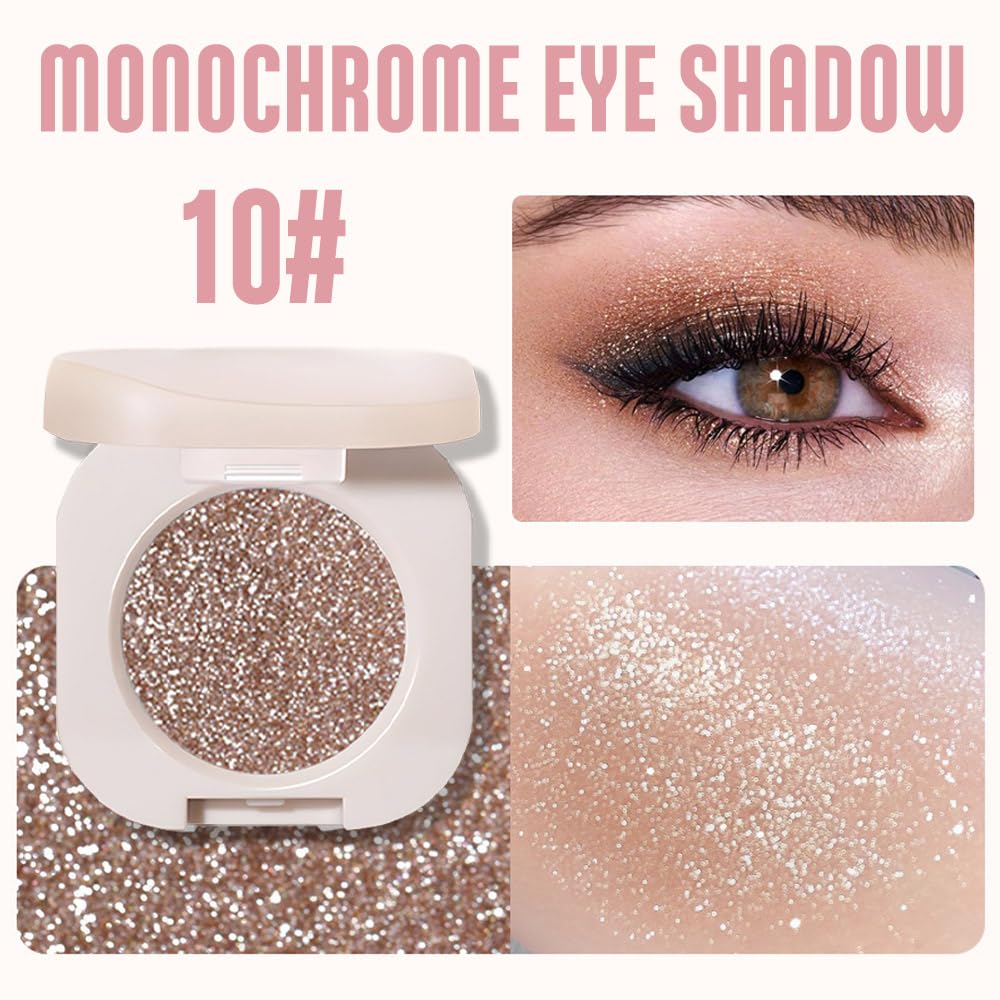Glitter Eyeshadow Palette,Shimmer Smoky Brown Eyeshadow Makeup,Smokyd Shiny Pressed Powder,Single Vegan Eyeshadow,Highly Pigmented Natural Eyeshadow Palette,Monochrome Long Lasting Glitter Eye Make 10 - Image 3