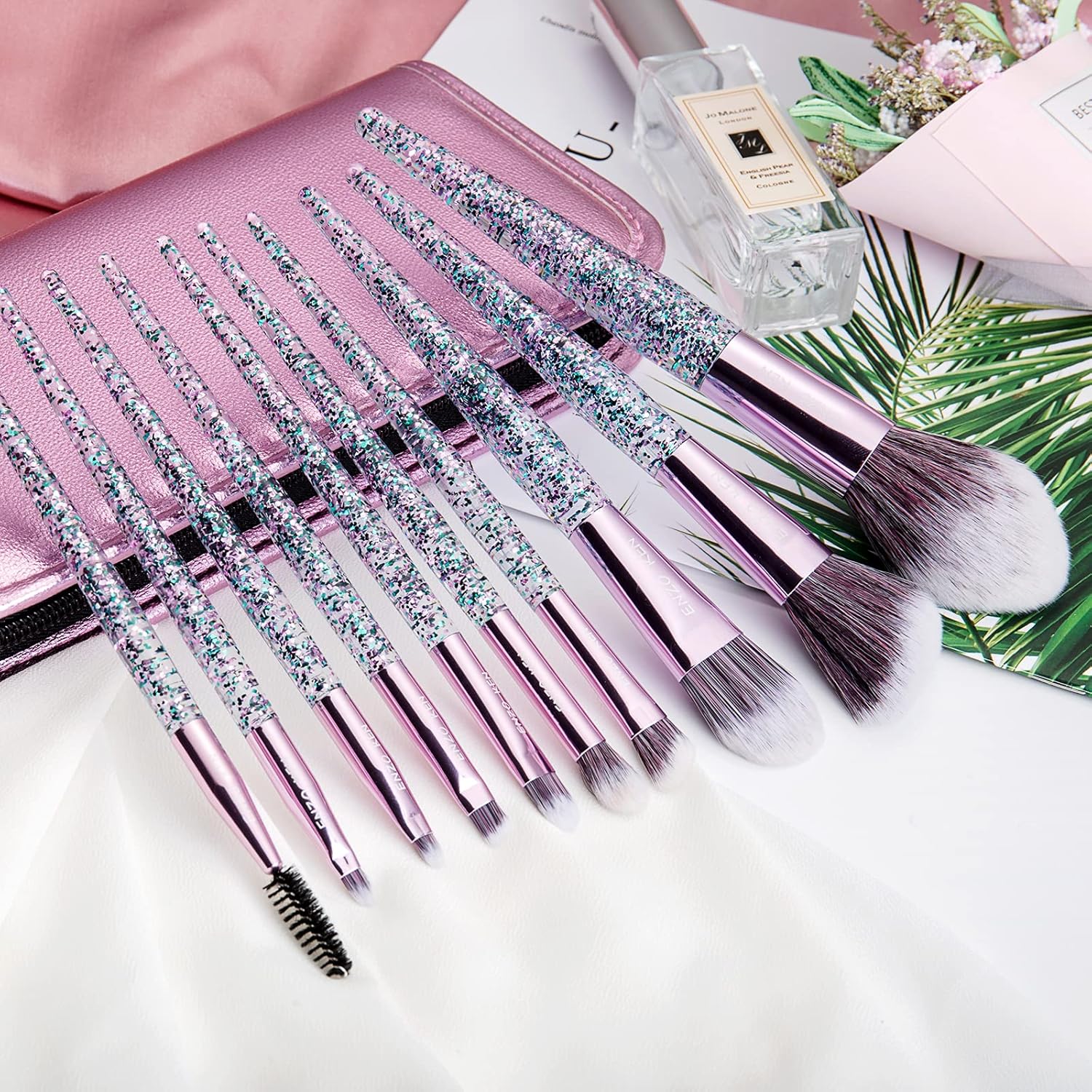 Glitter Makeup Brushes Set with Case, Vegan Makeup Brush Set Professional, Colorful Cosmetic Brushes Makeup Set, Make up Brush Vegan, Make up Brushes Set Professional, Makeup Brush Set Vegan - Image 3