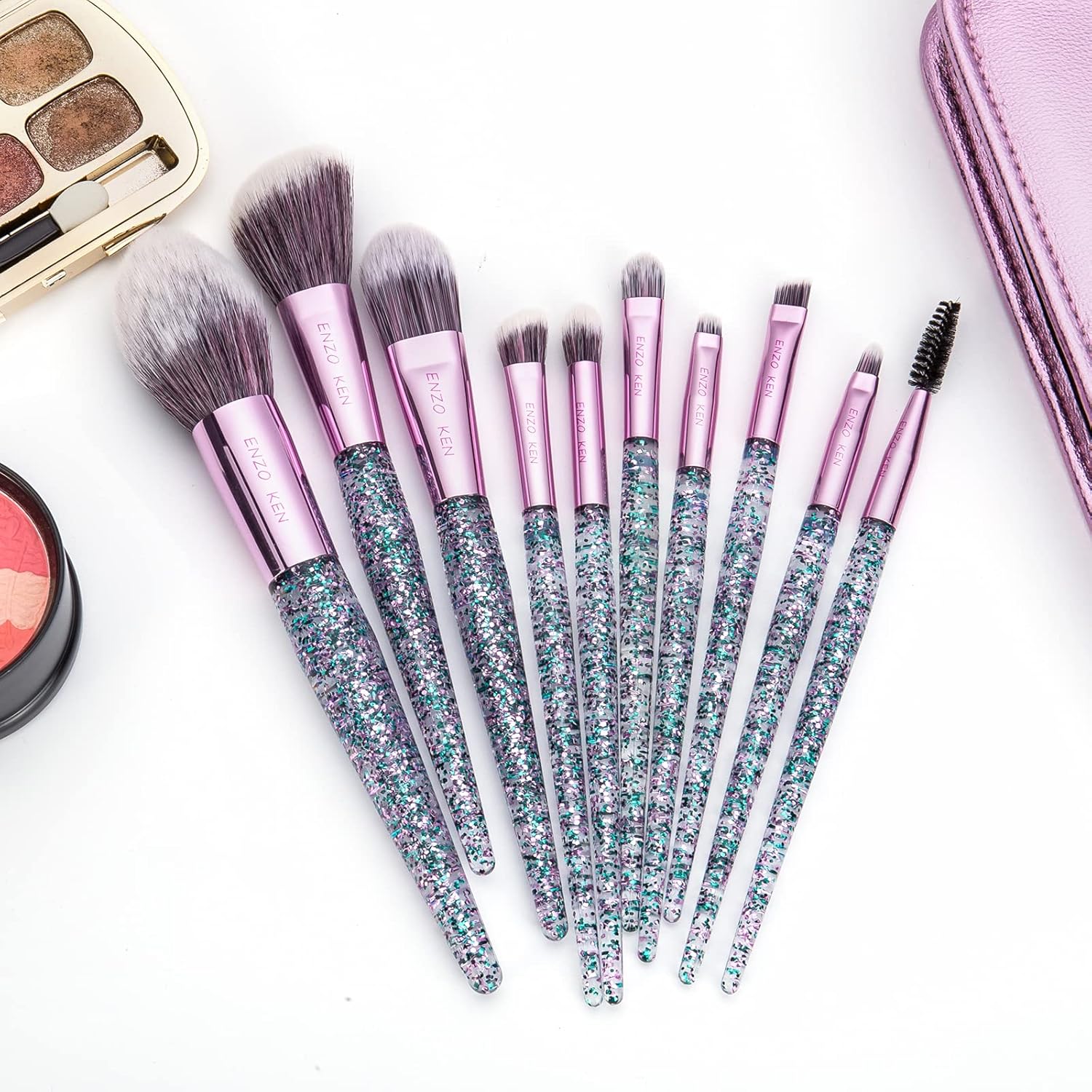 Glitter Makeup Brushes Set with Case, Vegan Makeup Brush Set Professional, Colorful Cosmetic Brushes Makeup Set, Make up Brush Vegan, Make up Brushes Set Professional, Makeup Brush Set Vegan - Image 8