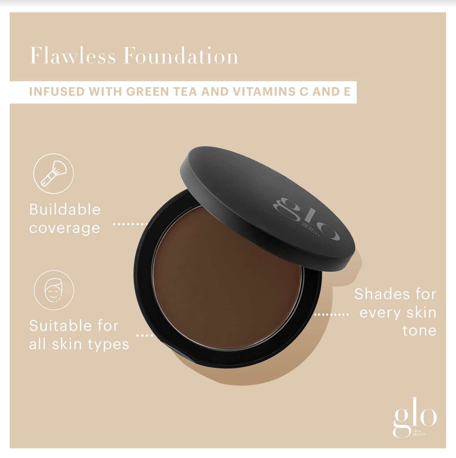 Glo Skin Beauty Pressed Base Powder Foundation Makeup (Cocoa Medium) - Flawless Coverage for a Radiant Natural, Second-Skin Finish - Image 3