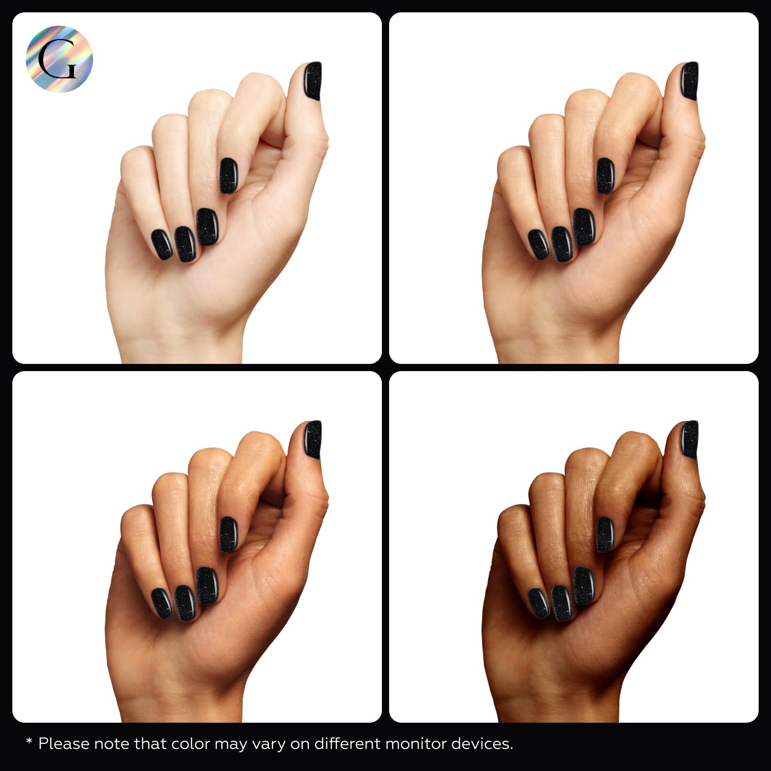 GLOSS Gel Nail Polish | Black Sparkle 15 ml 1 pcs - HEMA Free Nail Polish, Black Soak Off UV LED Gel Varnish, Gel Manicure Nail Art Design for Home & Salon Use, Perfect Holiday Gifts for Women & Girls - Image 3