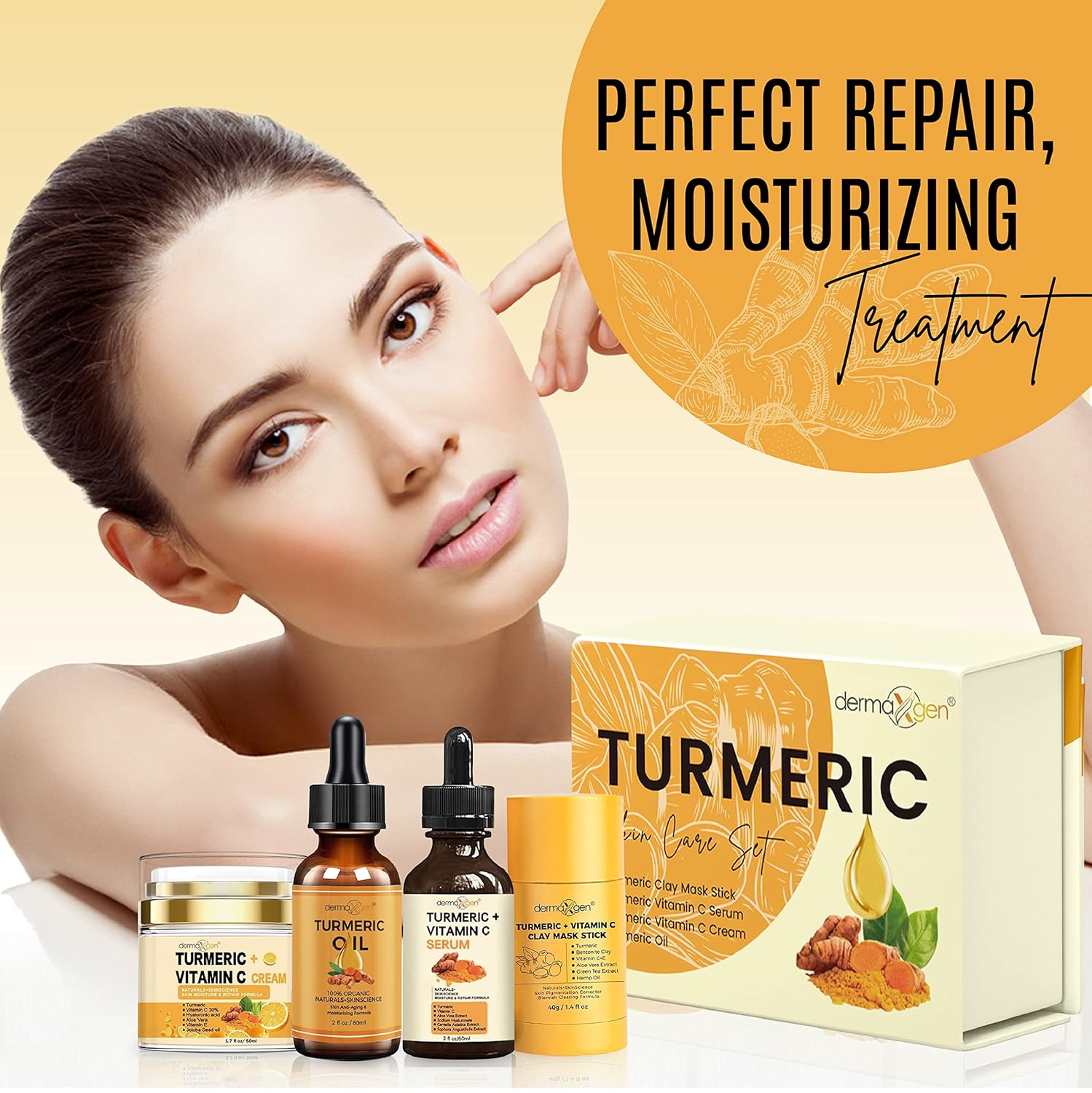 Glow Boosting Moisturizer, Organic Ingredients, Anti-Aging, Reduce Acne, Dark Spot Remover, Hydrates & Controlling Oil & Refining Pores for Normal Oily Skin - Set of 4 - Image 4