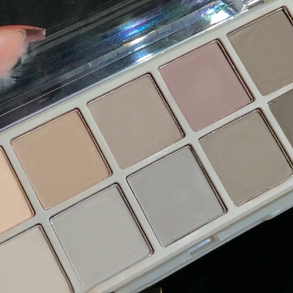 Go Ho 10 Colors Eyeshadow Palette,All Matte Eyeshadow Palette for Older Women,Highly Pigmented Blendable Shades,Neutral Eye Shadow Palette Makeup,Waterproof Cool-tone Grey Brown Eyeshadow,04 - Image 7