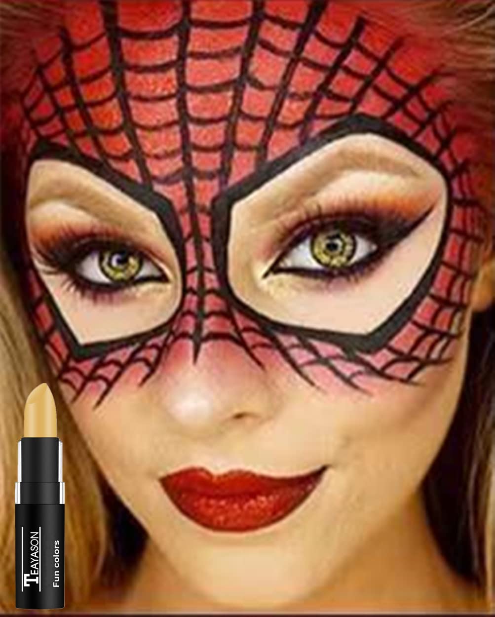 Go Ho Makeup Yellow Cream-Blendable Stick - Waterproof Yellow Eye Black Face Body Paint Stick Professional SFX Makeup,Softball/Baseball Eye Black,Safe Facepaint Nose&Lip Smacking for Halloween - Image 3