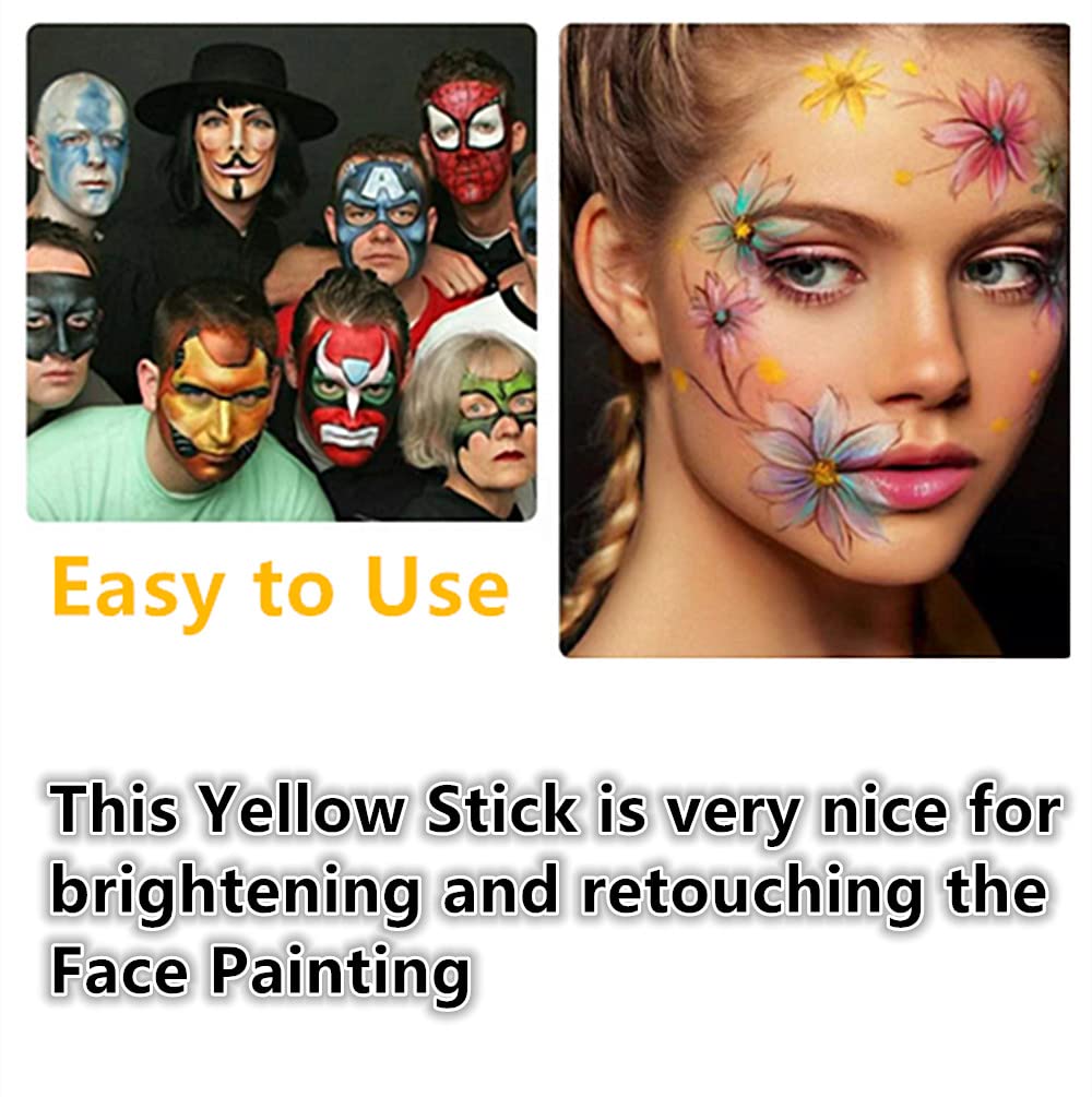 Go Ho Makeup Yellow Cream-Blendable Stick - Waterproof Yellow Eye Black Face Body Paint Stick Professional SFX Makeup,Softball/Baseball Eye Black,Safe Facepaint Nose&Lip Smacking for Halloween - Image 5