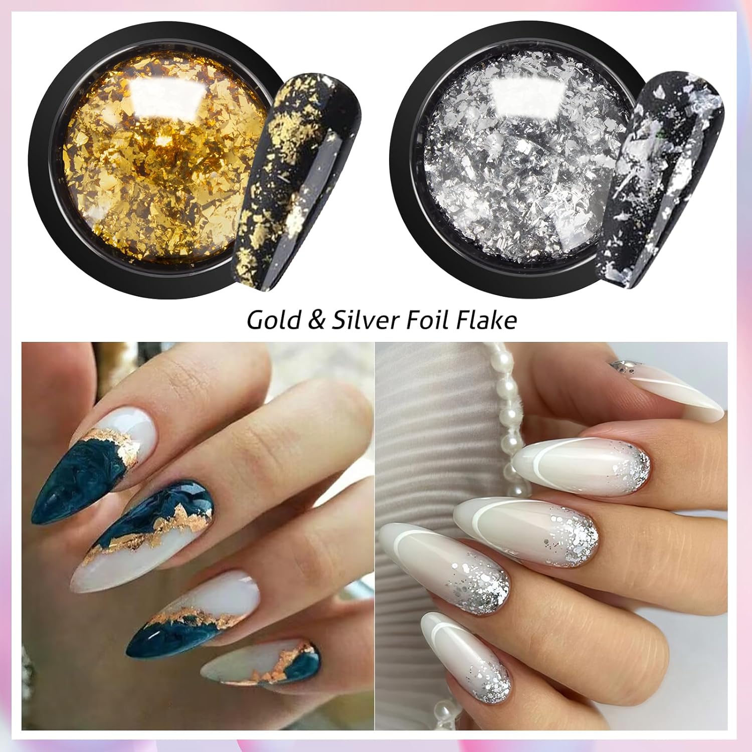 Gold Silver Chrome Nail Powder - 12 Colors Iridescent Holographic Unicorn Powder for Nails - Metallic Mirror Effect Rose Gold Champagne Pigment Glitter Foils Flakes Nail Art - Image 4